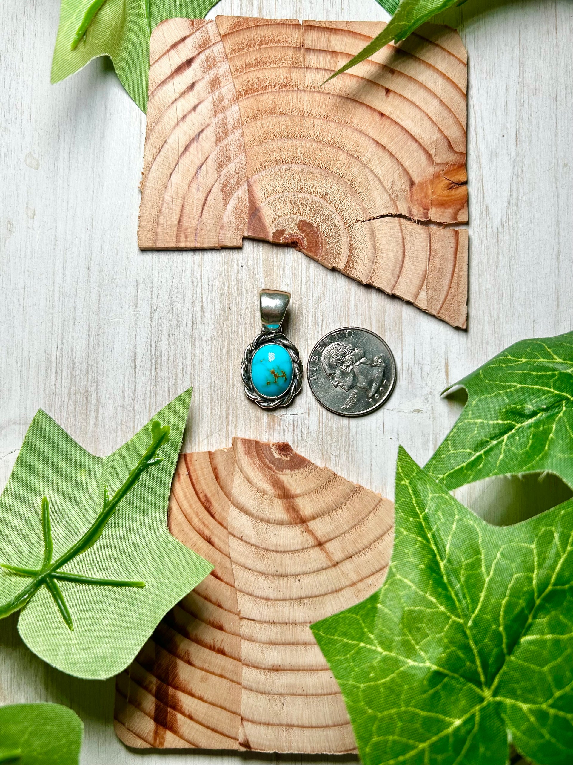 Navajo Made Kingman Turquoise & Sterling Silver Pendant