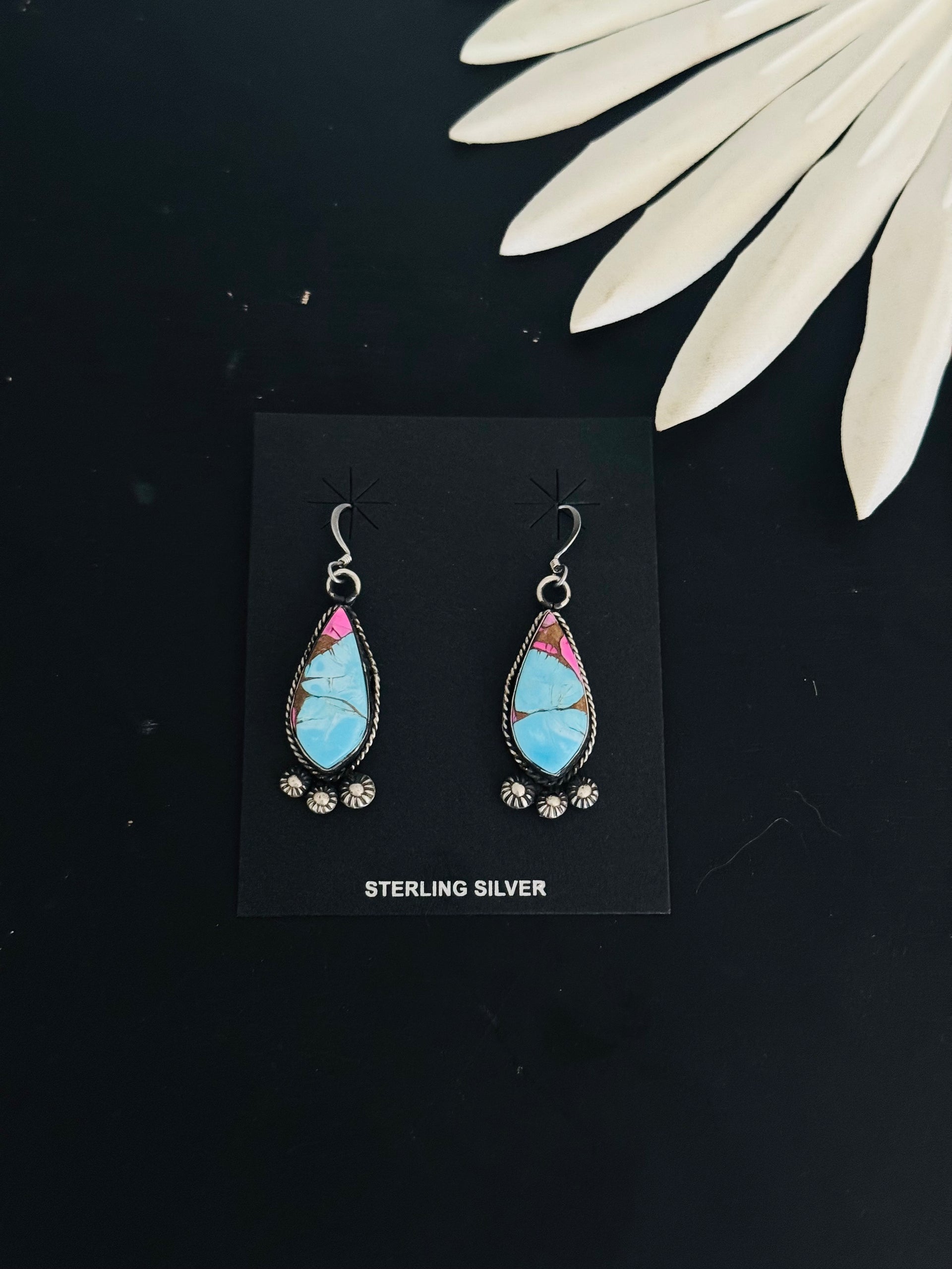 Zachariah David Cotton Candy Composite & Sterling Silver Dangle Earrings
