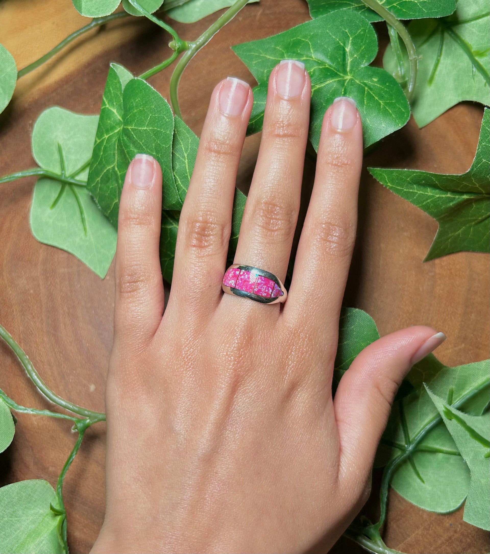 Navajo Made Opal & Sterling Sliver Cluster Ring