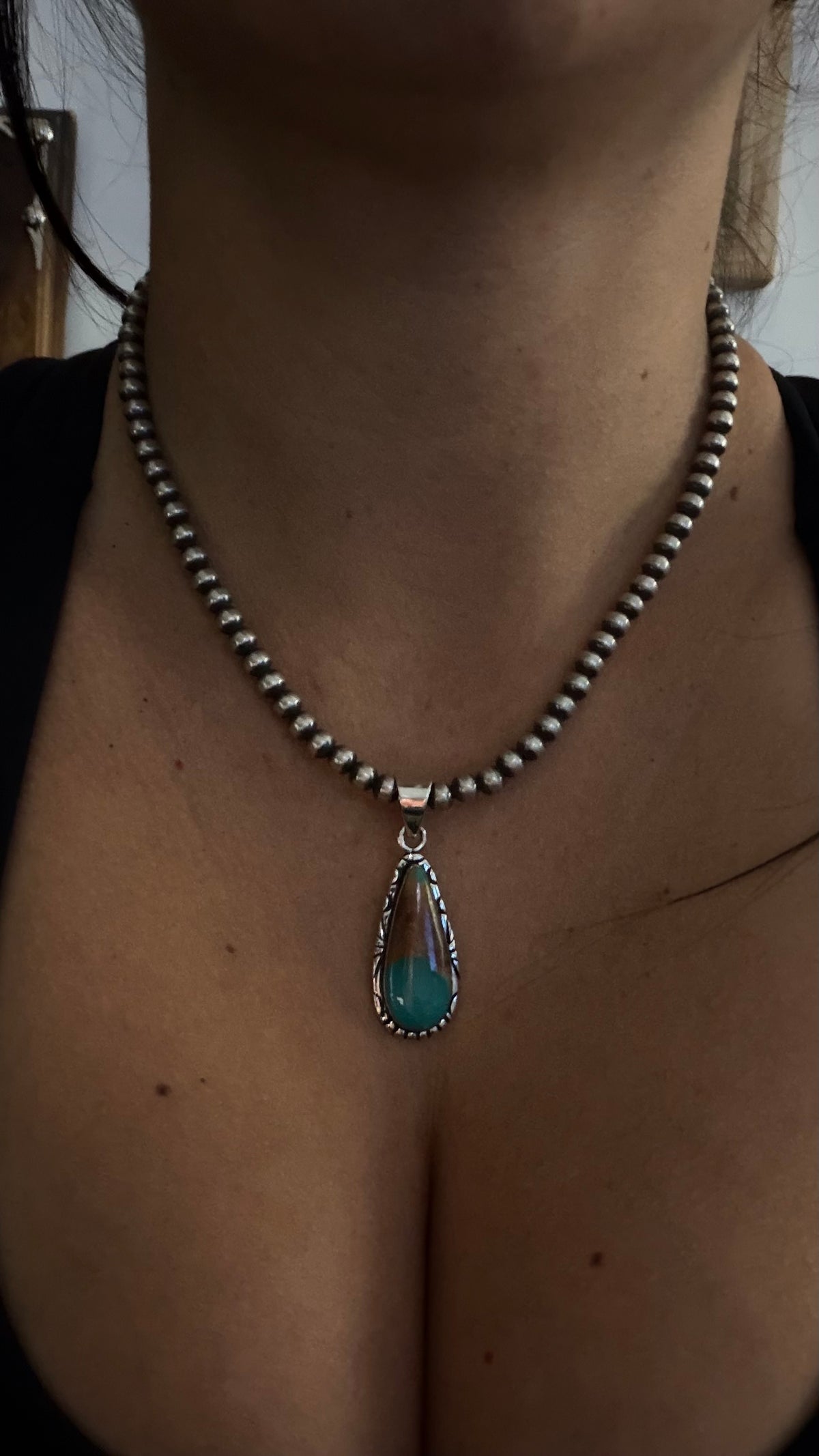 Navajo Made Royston Turquoise & Sterling Silver Pendant