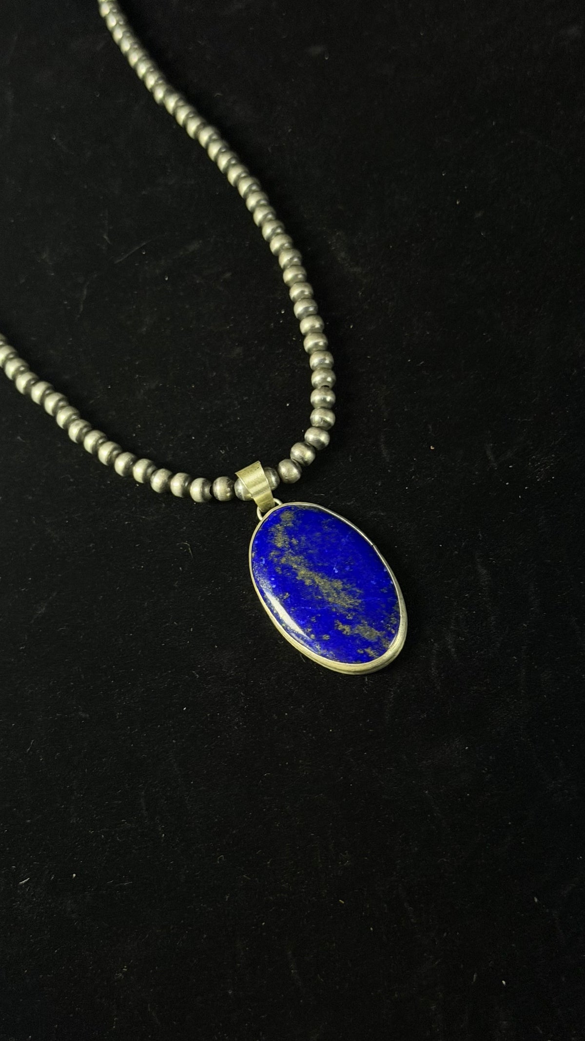 Navajo Made Lapis & Sterling Silver Pendant