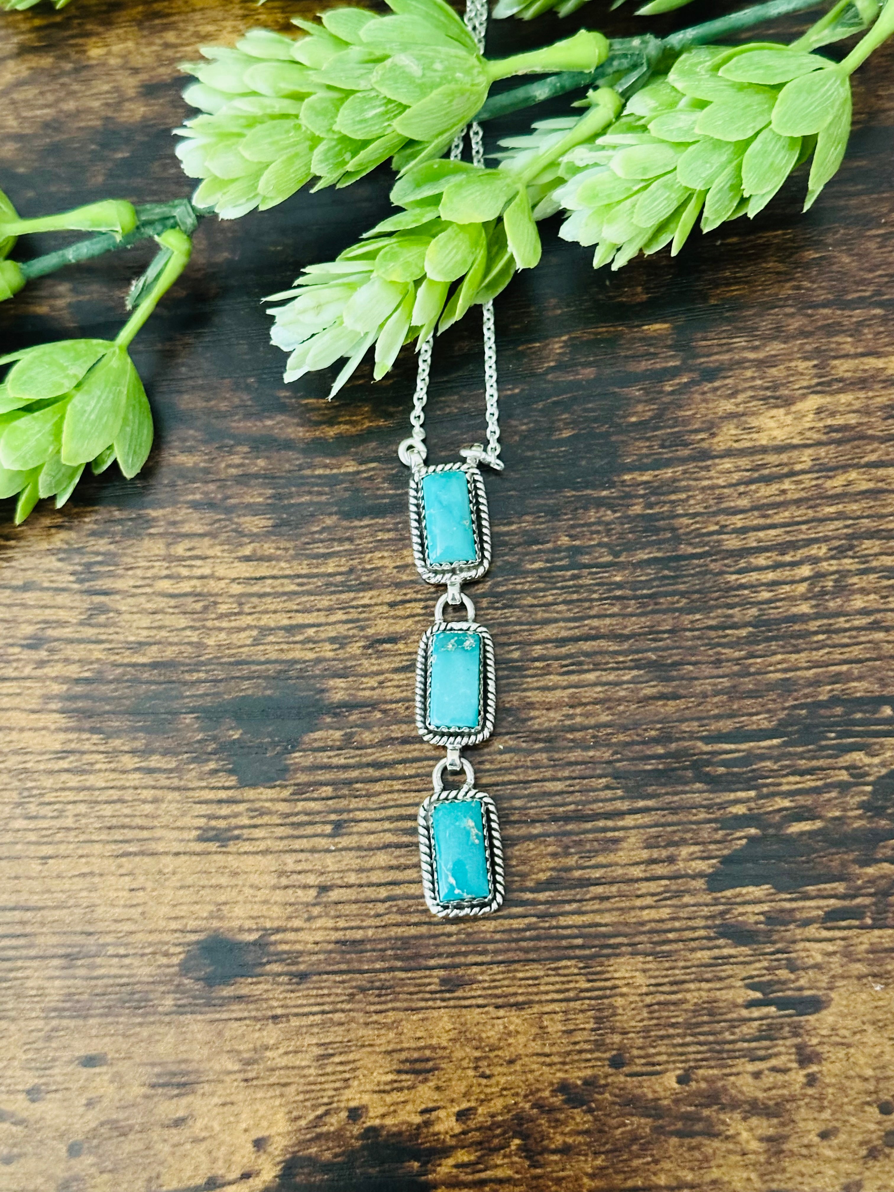 Southwest Handmade Kingman Turquoise & Sterling Silver Necklace