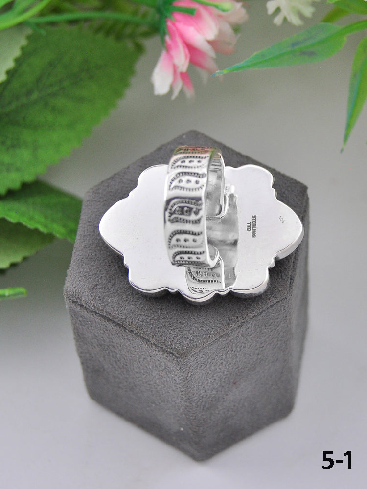 Southwest Made Multi Stone & Sterling Sliver Cluster Adjustable Ring