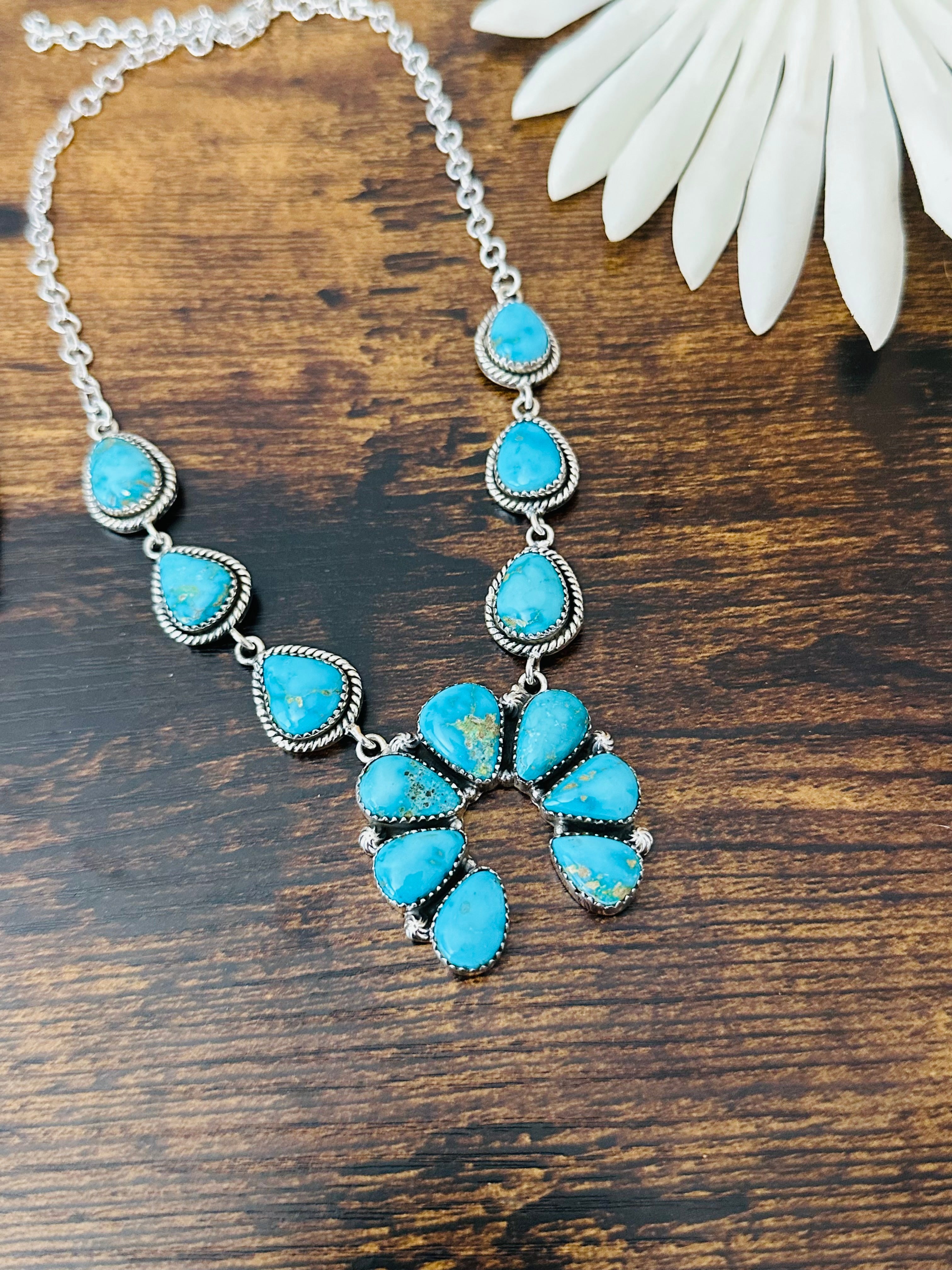 TTD “Katie” Sonoran Mountain Turquoise & Sterling Silver Cluster Naja Necklace