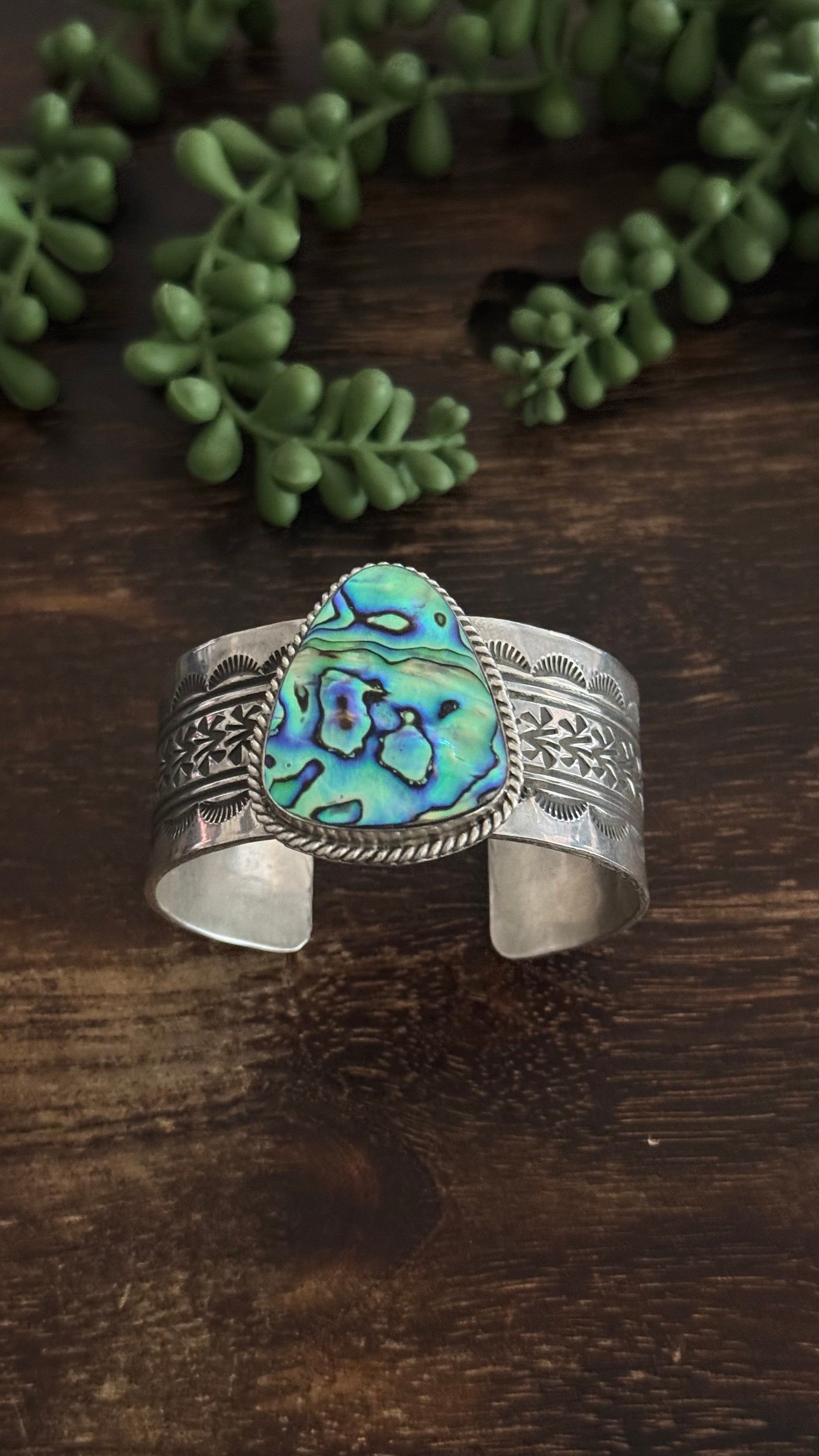 Damian Cotton Abalone & Sterling Silver Cuff Bracelet