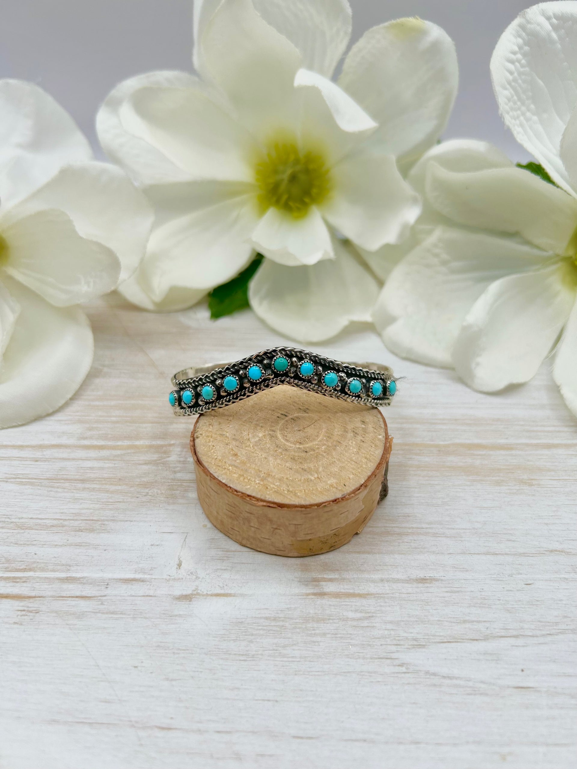 Navajo Made Kingman Turquoise & Sterling Silver Cuff Bracelet