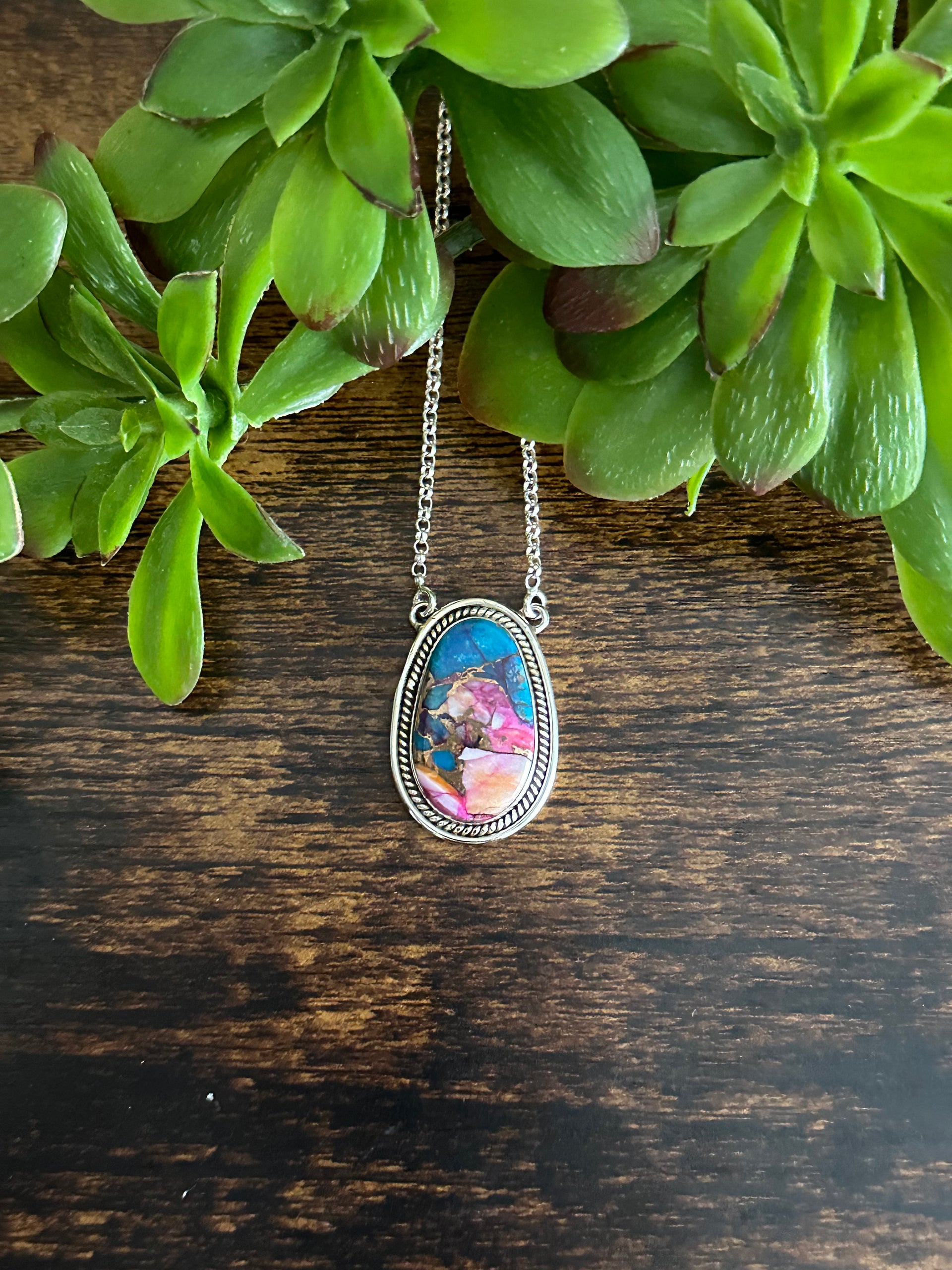 Southwest Made Mohave Turquoise & Sterling Silver Necklace