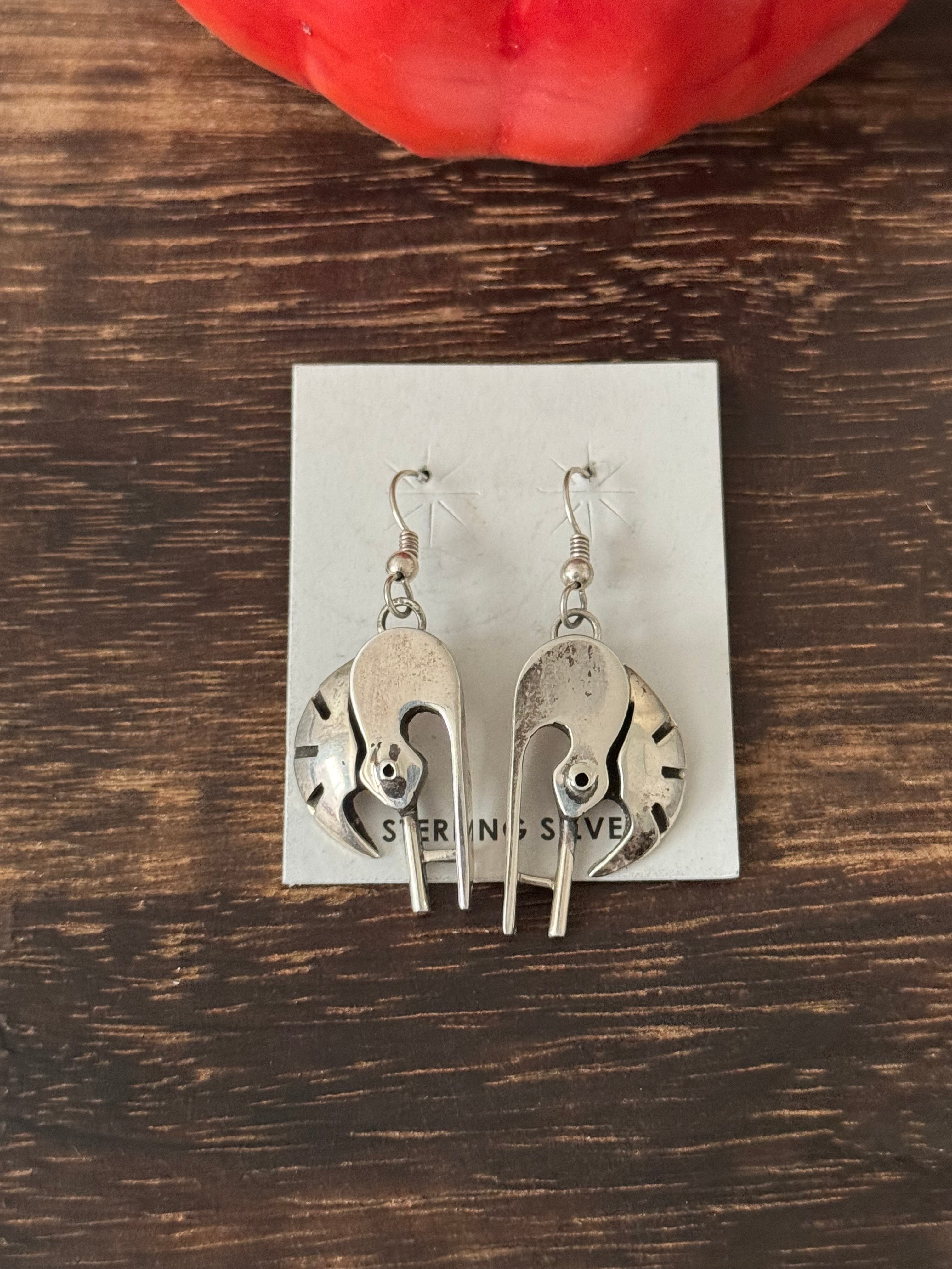 Zuni Made Sterling Silver Dangle Earrings