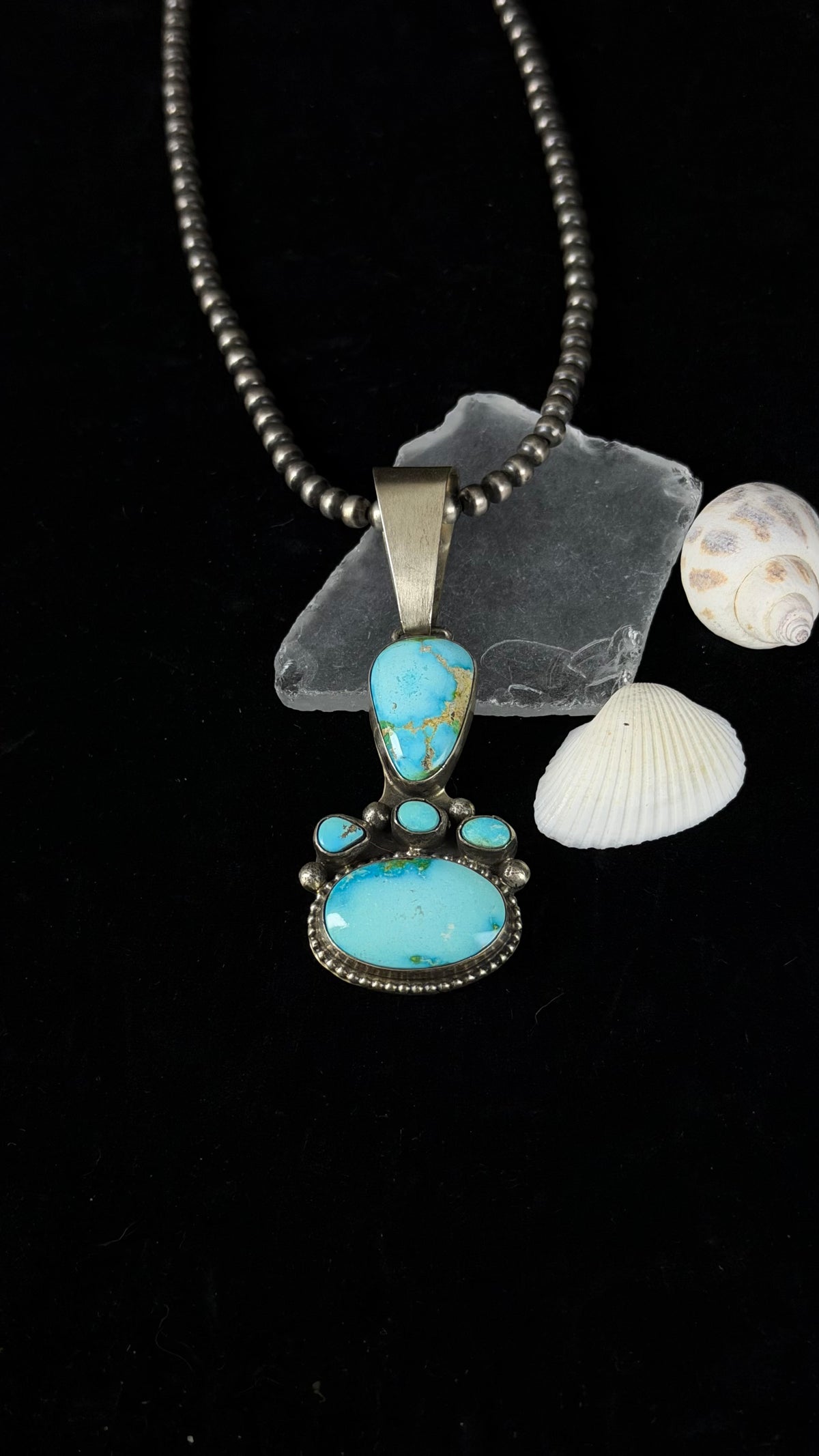 Bobby Johnson Sonoran Mountain Turquoise & Sterling Silver Cluster Pendant