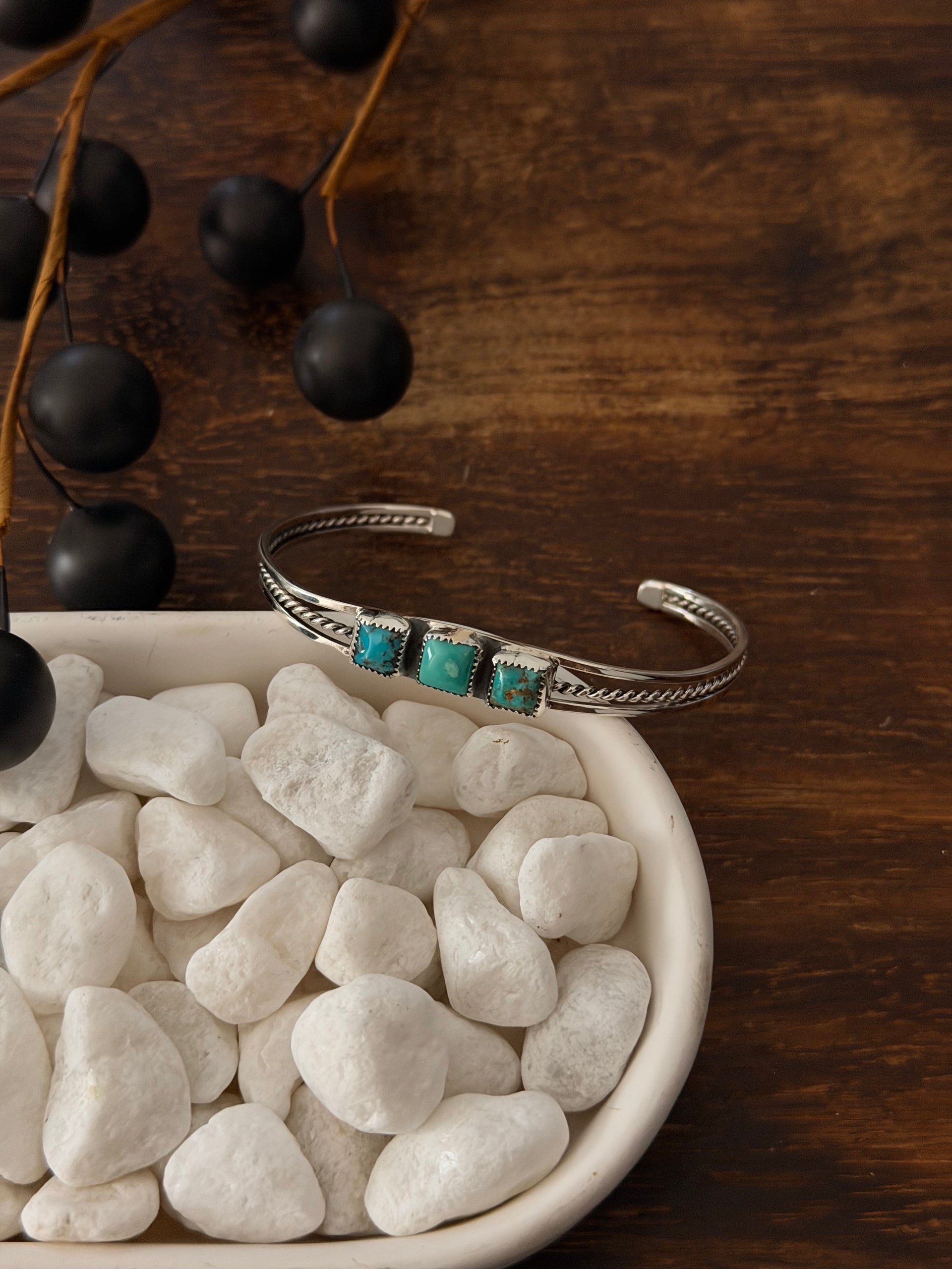 Navajo Made Kingman Turquoise & Sterling Silver Cuff Bracelet