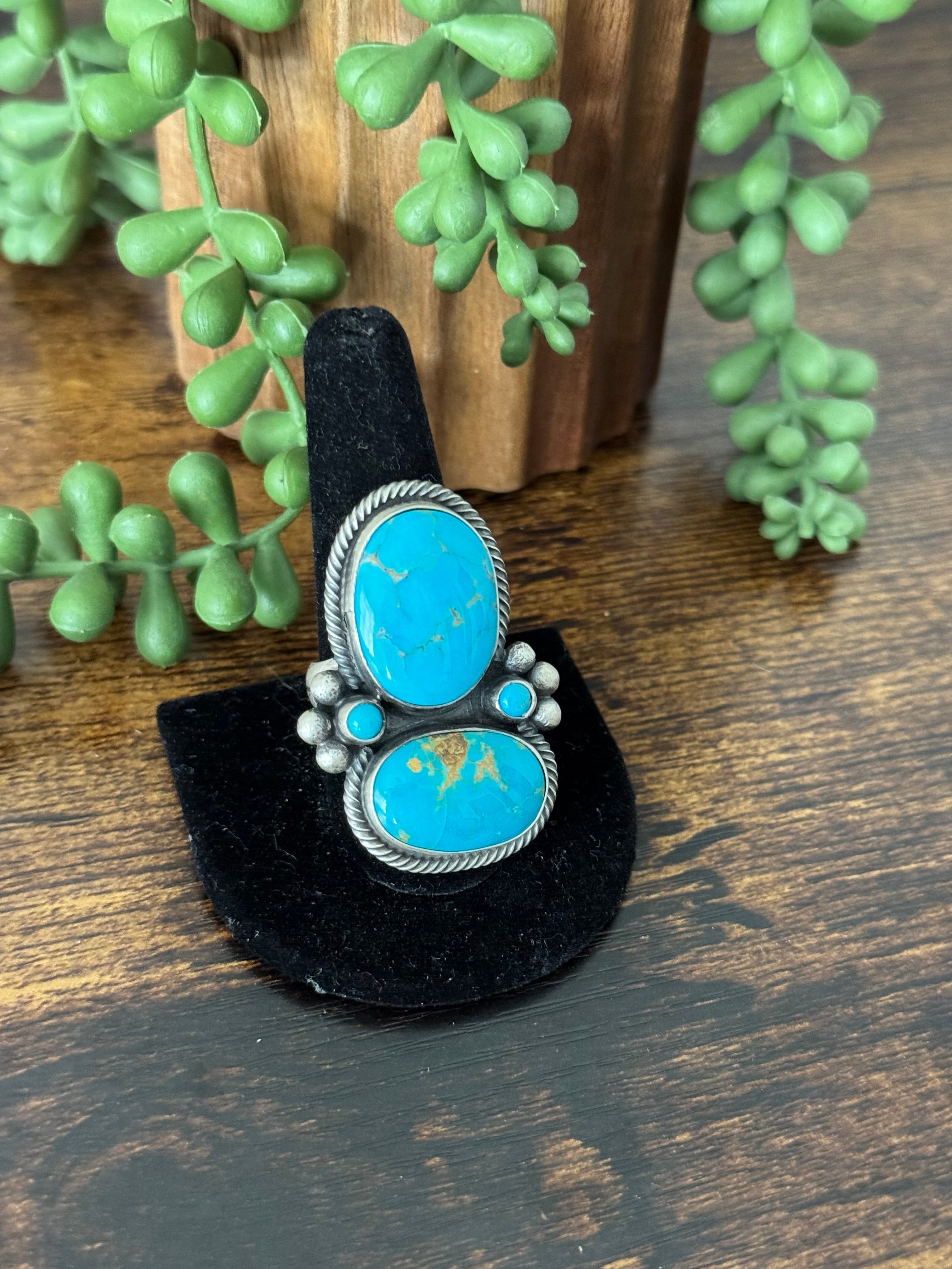 Sheila Becenti Royston Turquoise & Sterling Silver Ring Size 10.25