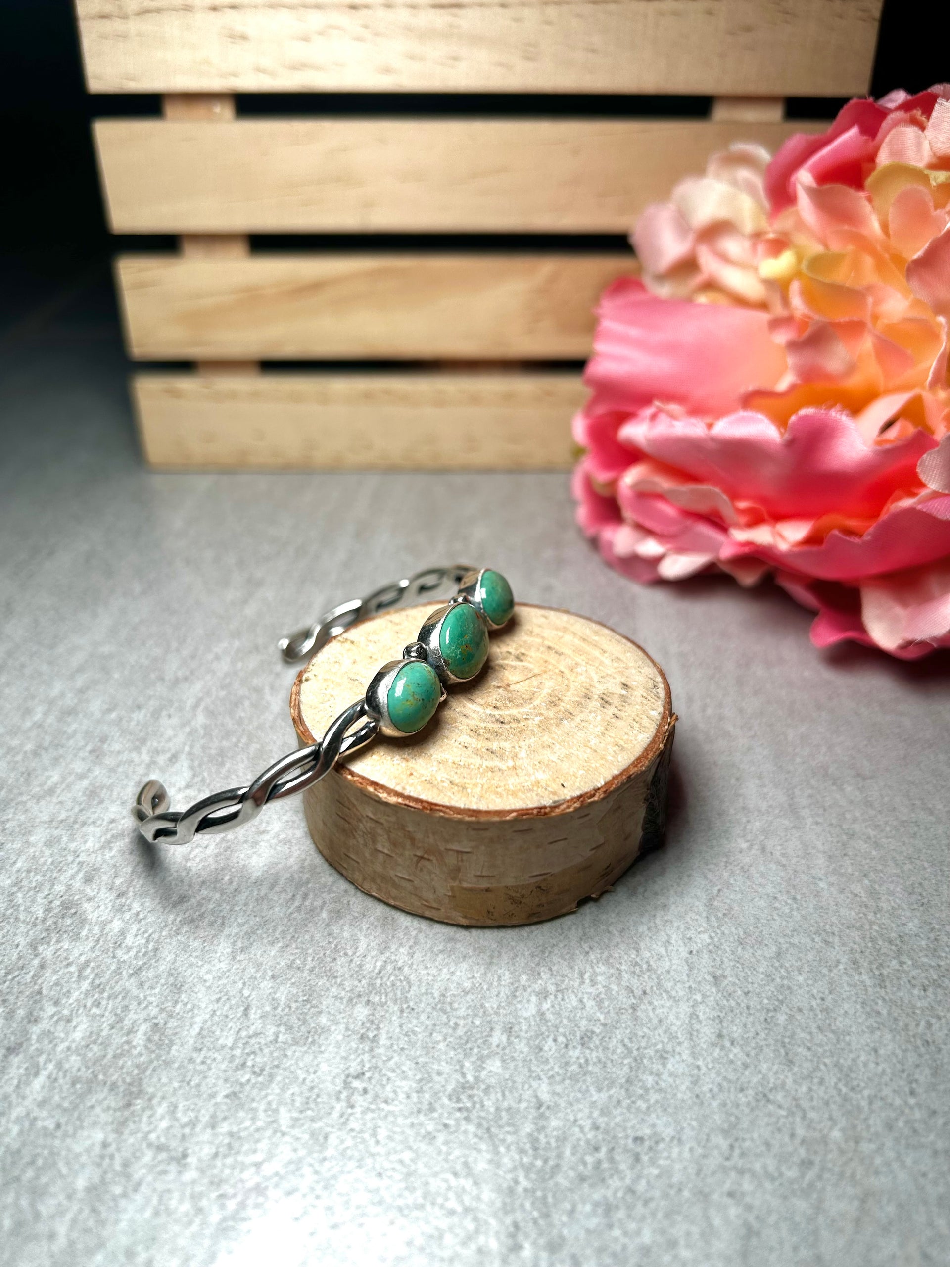 Navajo Made Kingman Turquoise & Sterling Silver Cuff Bracelet