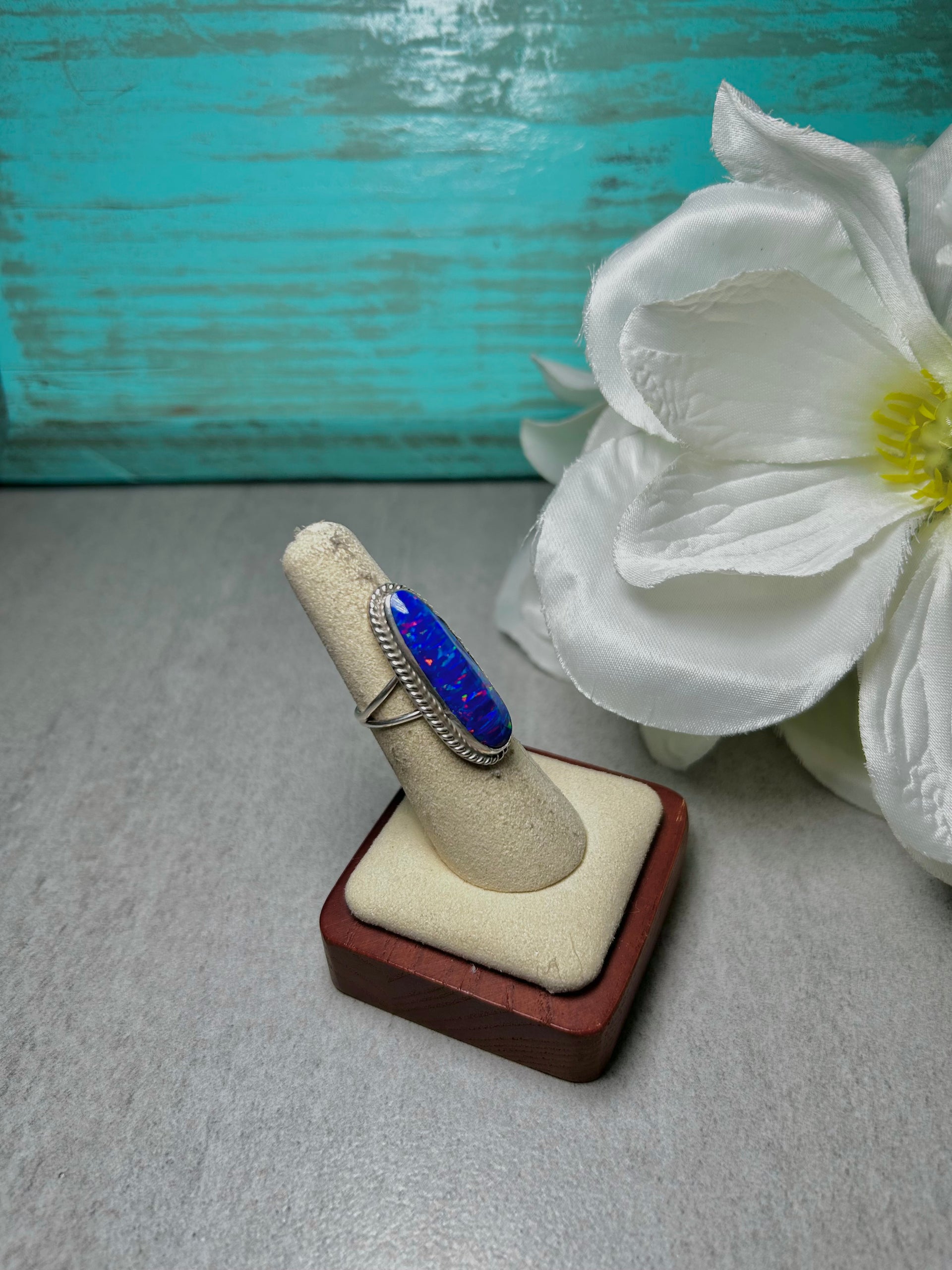 Navajo Made Opal & Sterling Silver Ring Size 5.75