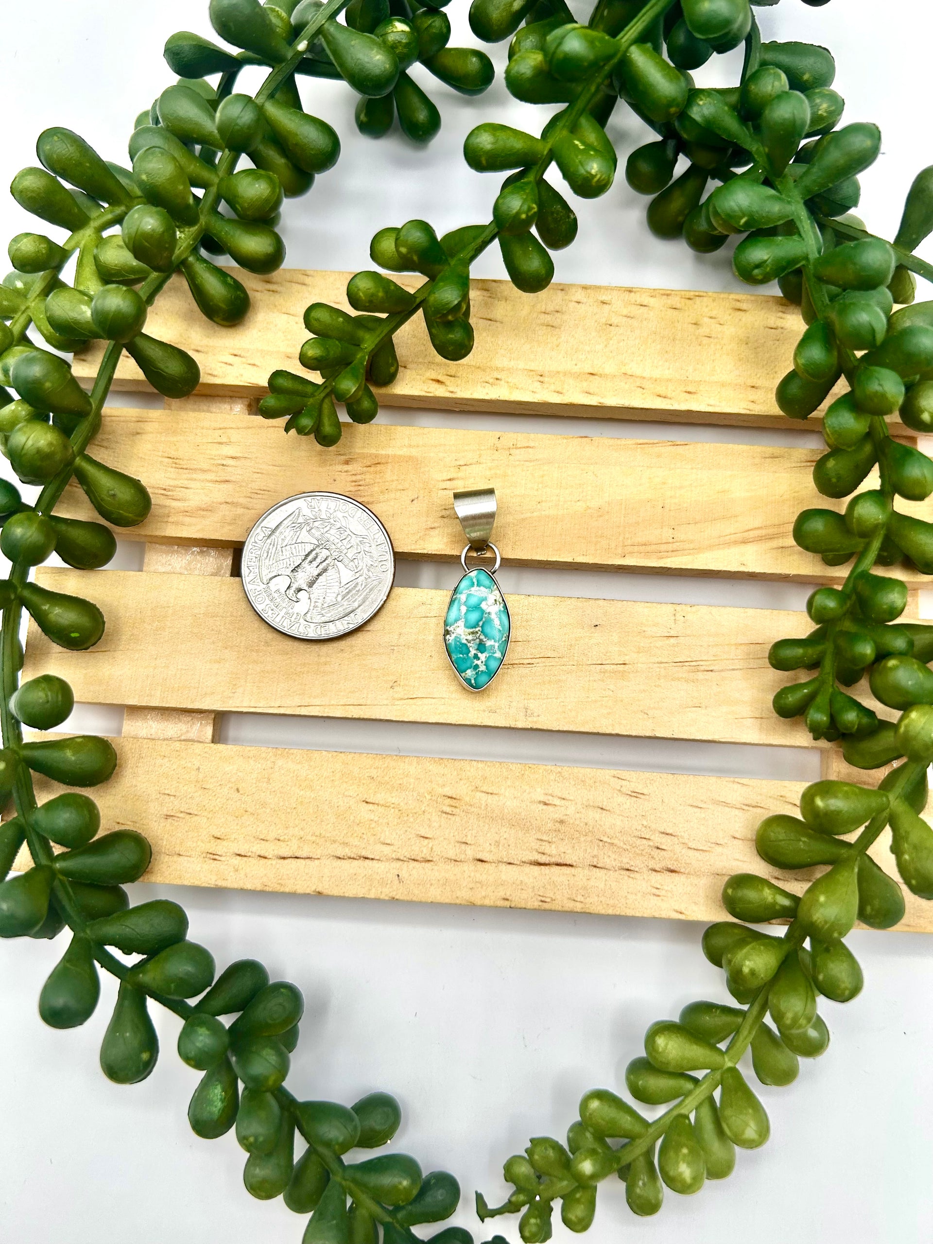 Navajo Made White Water Turquoise & Sterling Silver Pendant