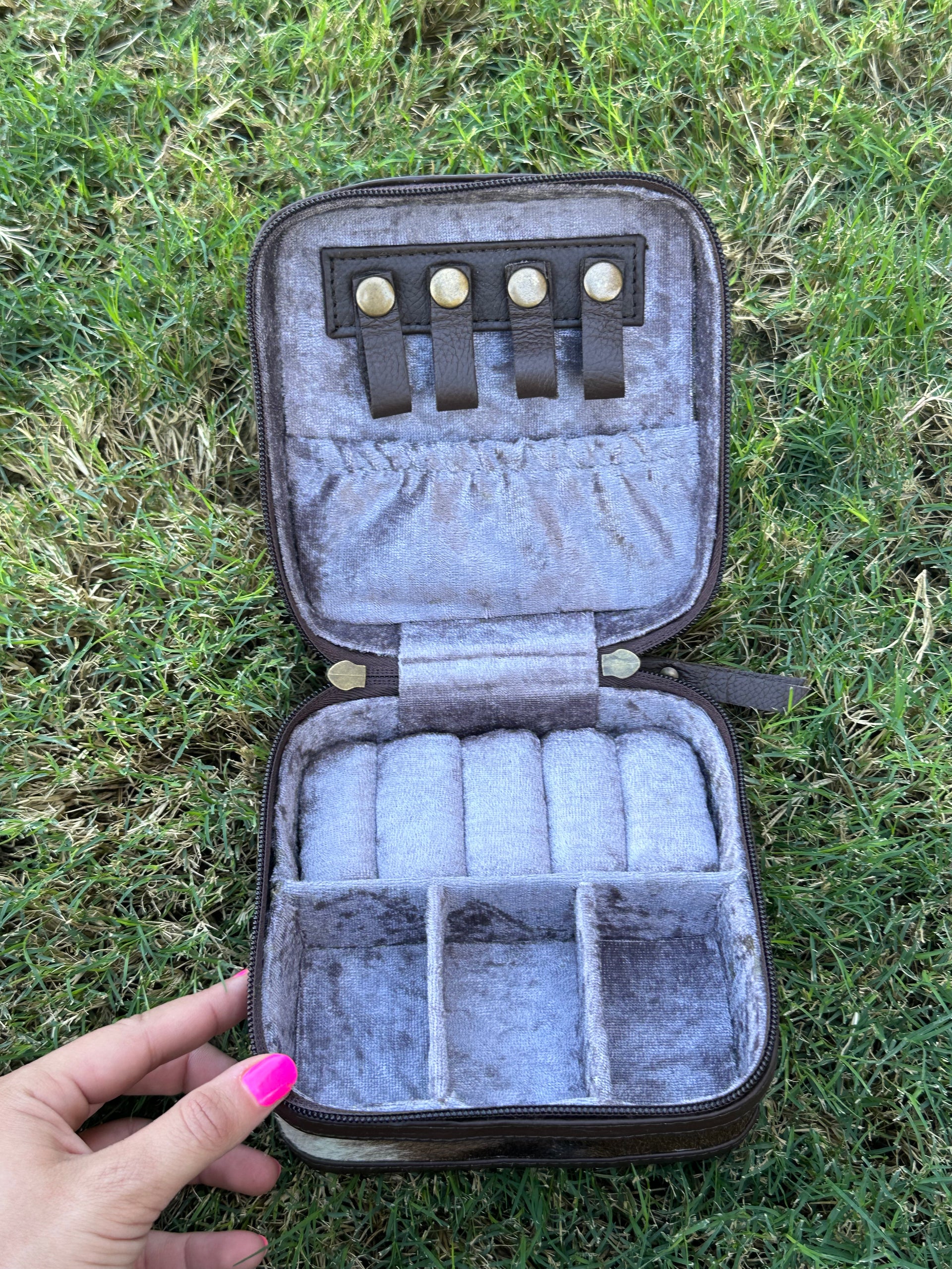 Genuine Tooled Leather Cowhide Jewelry Box