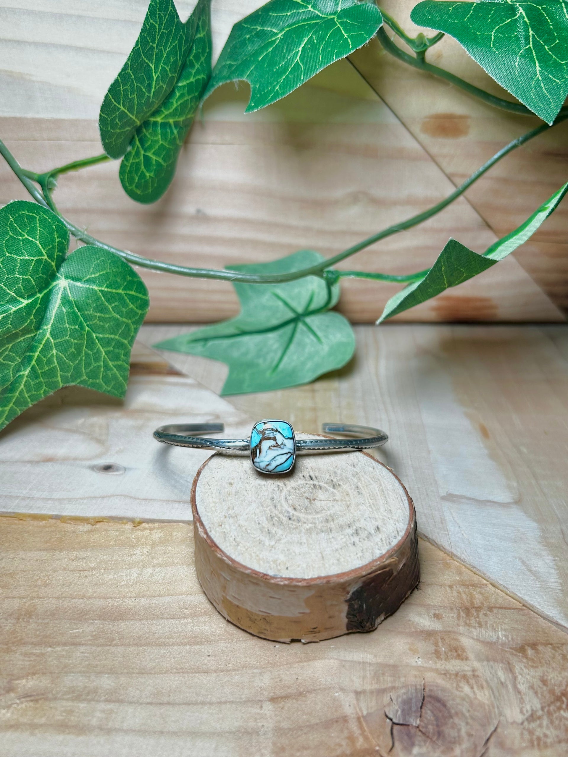 Navajo Made Cotton Candy Turquoise & Sterling Silver Cuff Bracelet