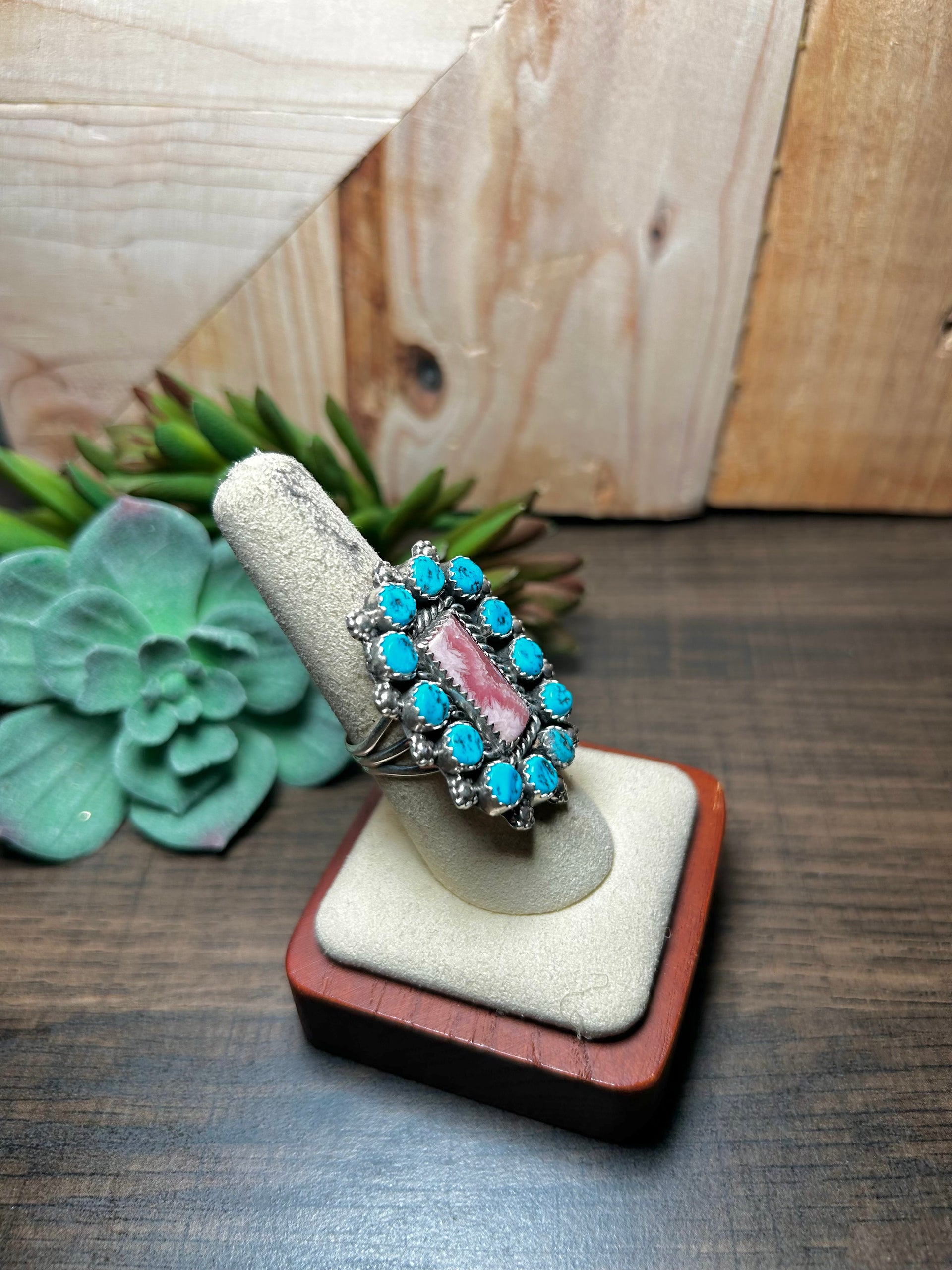 Navajo Made Multi Stone & Sterling Silver Ring Size 8