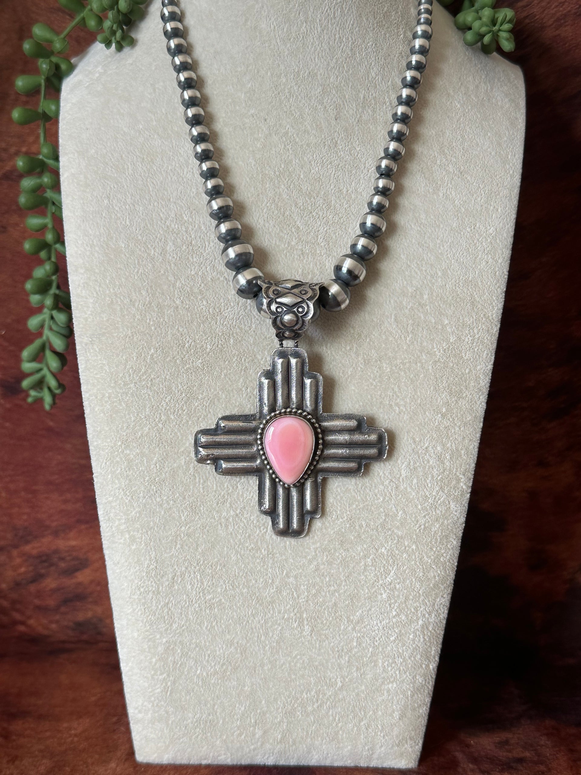Shawn Cayatineto Pink Conch & Sterling Silver Zia Pendant
