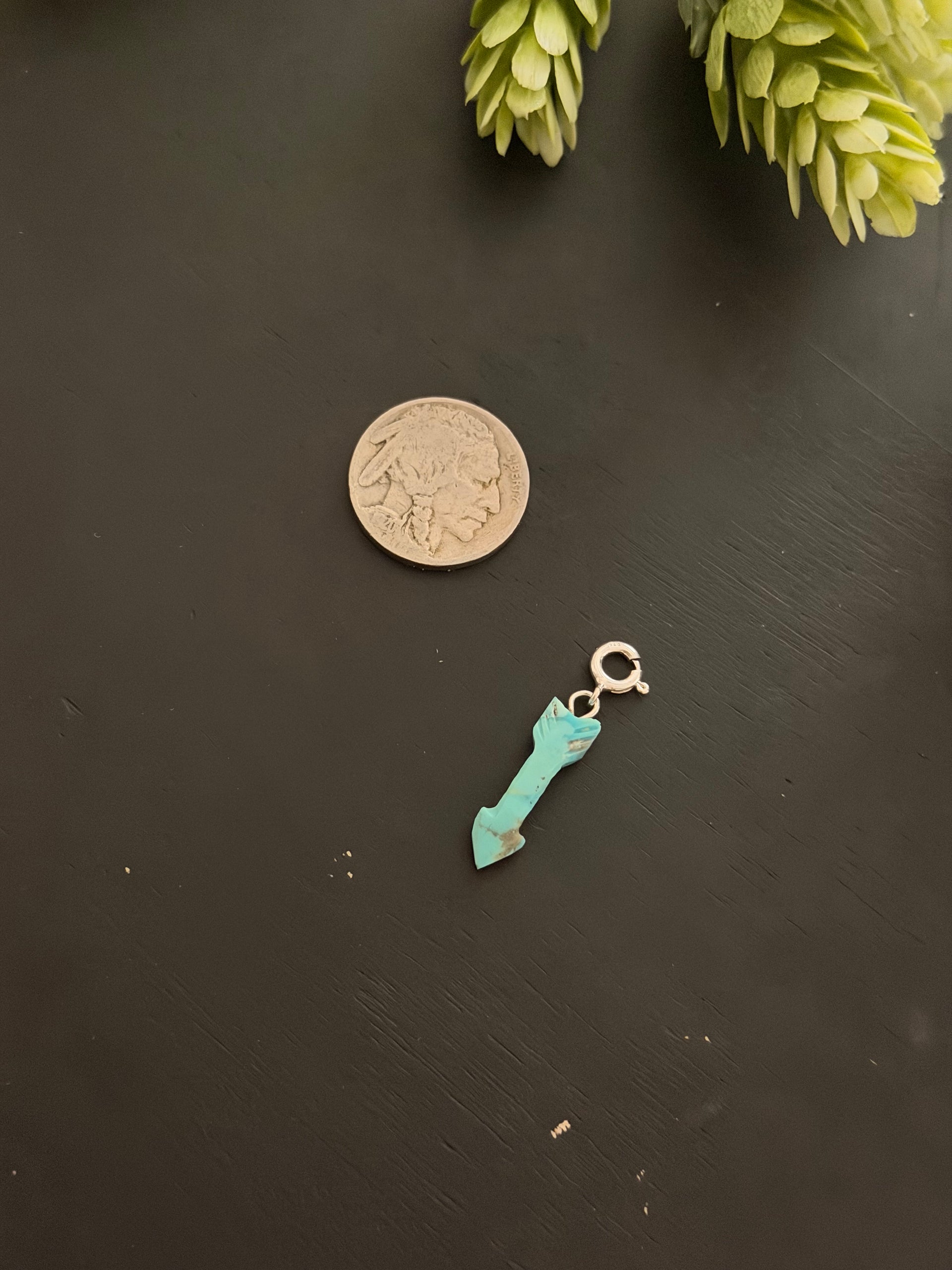 Navajo Made Mohave Turquoise & Sterling Silver Arrow Charms