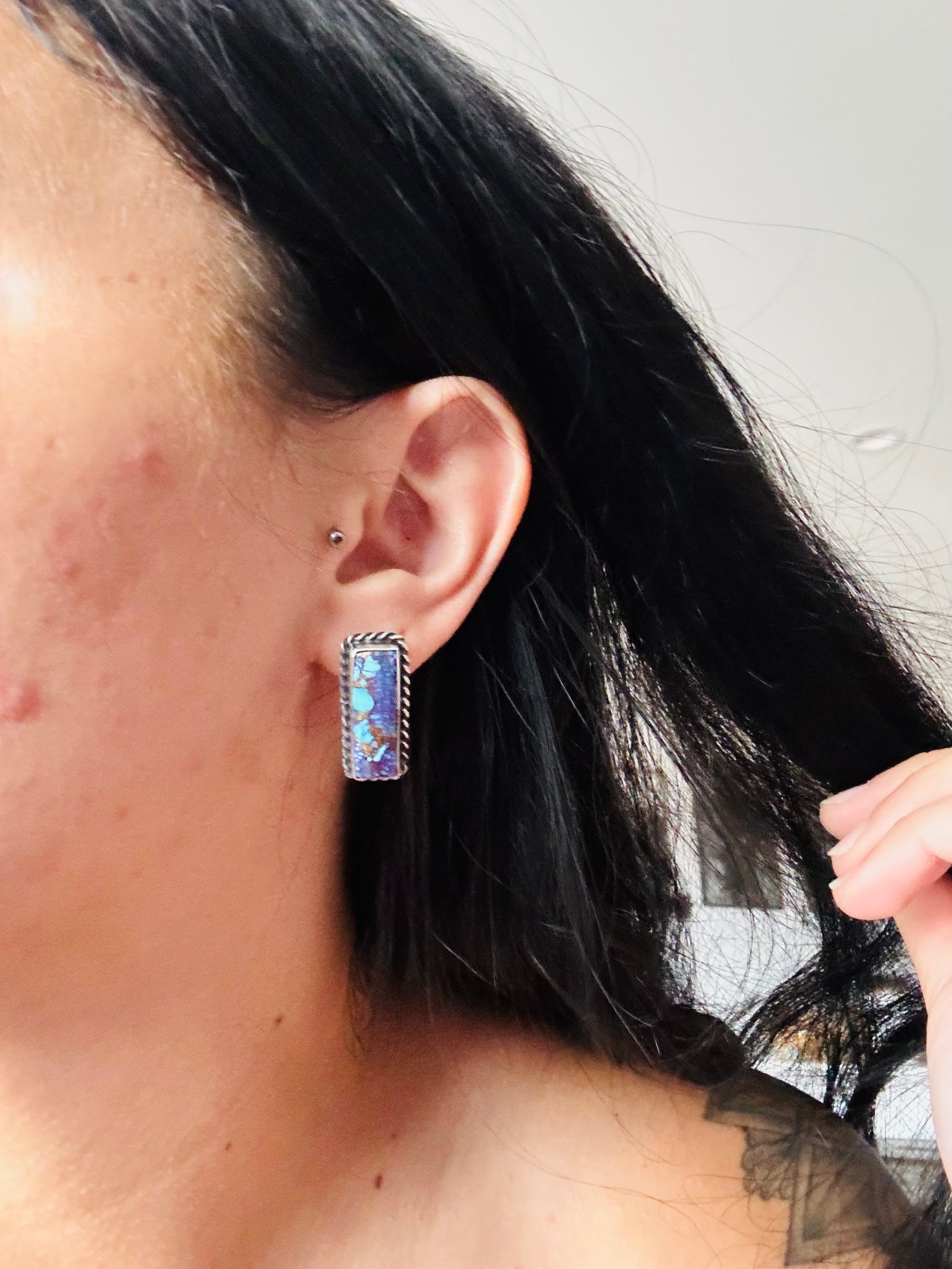 Augustine Largo Purple Mohave Turquoise & Sterling Silver Dangle Earrings