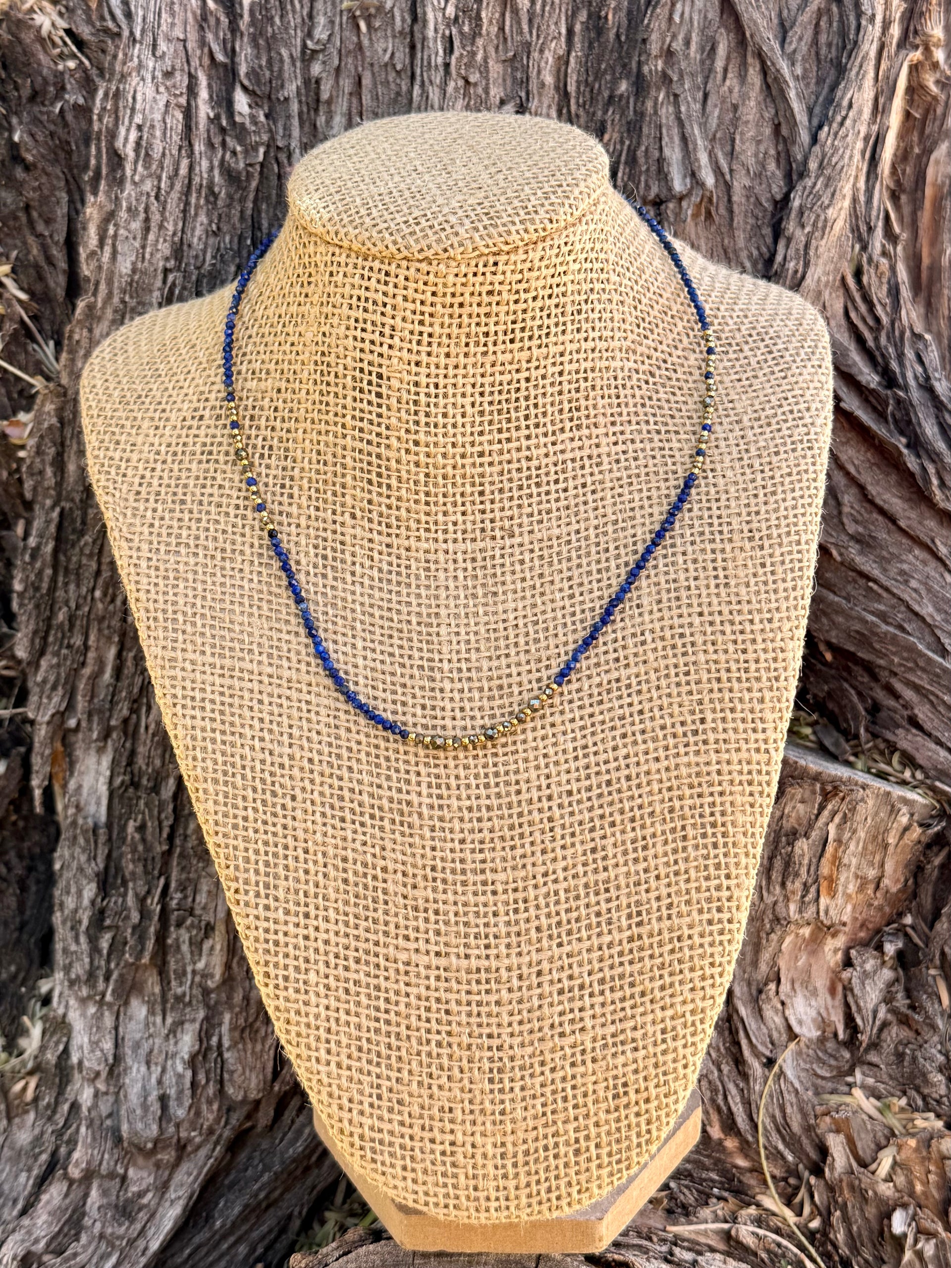 Eileen Quezada Blue Lapis & 14k Gold Plated Sterling Silver Beaded Necklace
