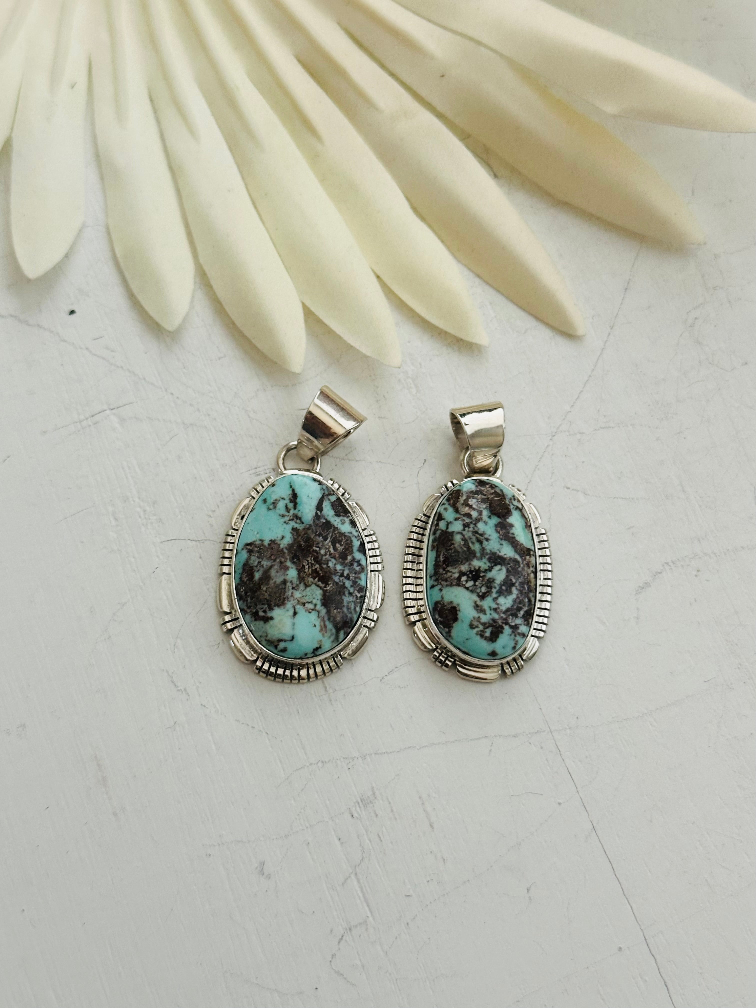 Navajo Made Dry Creek Turquoise & Sterling Silver Pendant