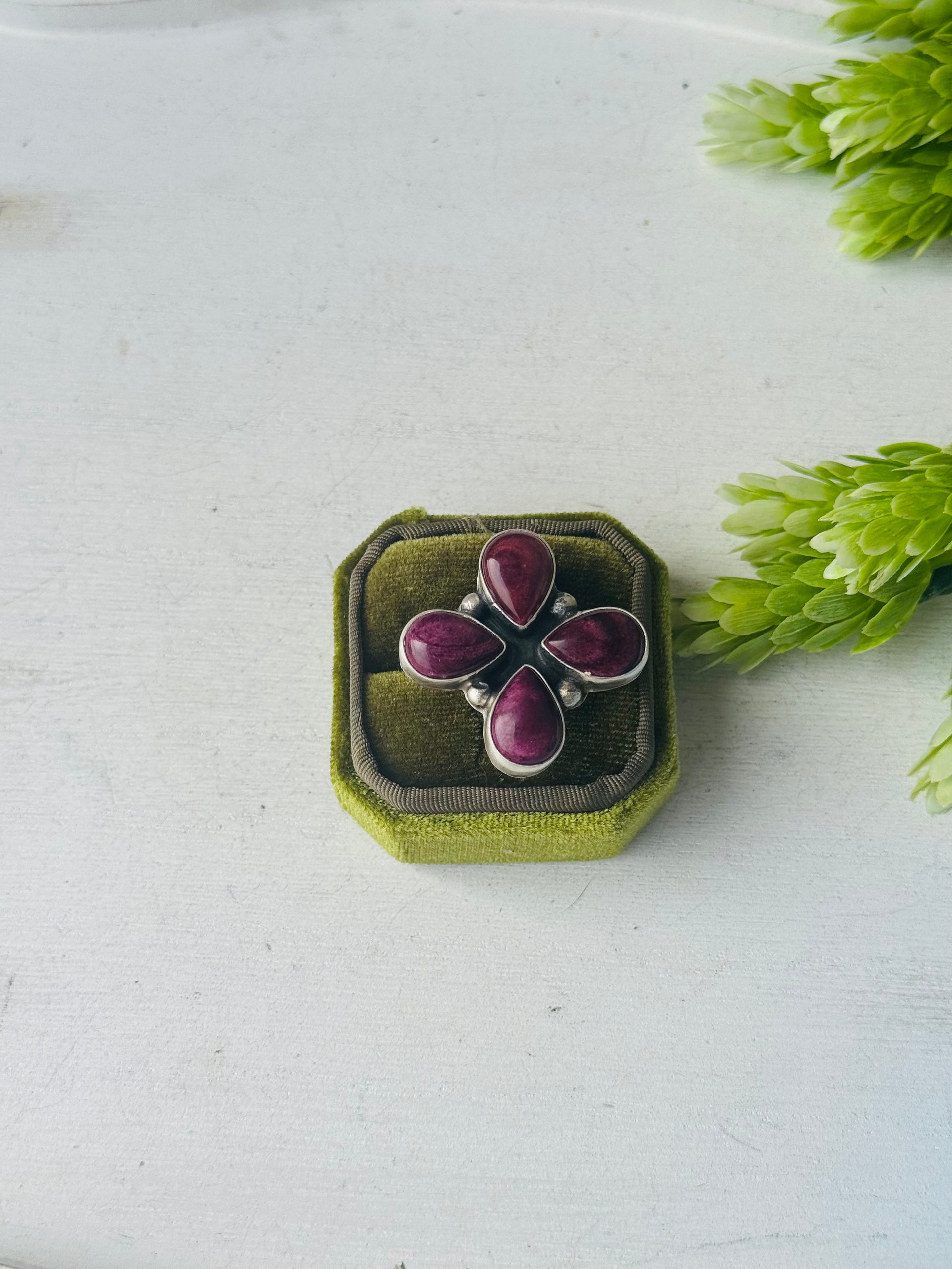 Myron Benally Purple Spiny Oyster & Sterling Silver Ring Size 7.25