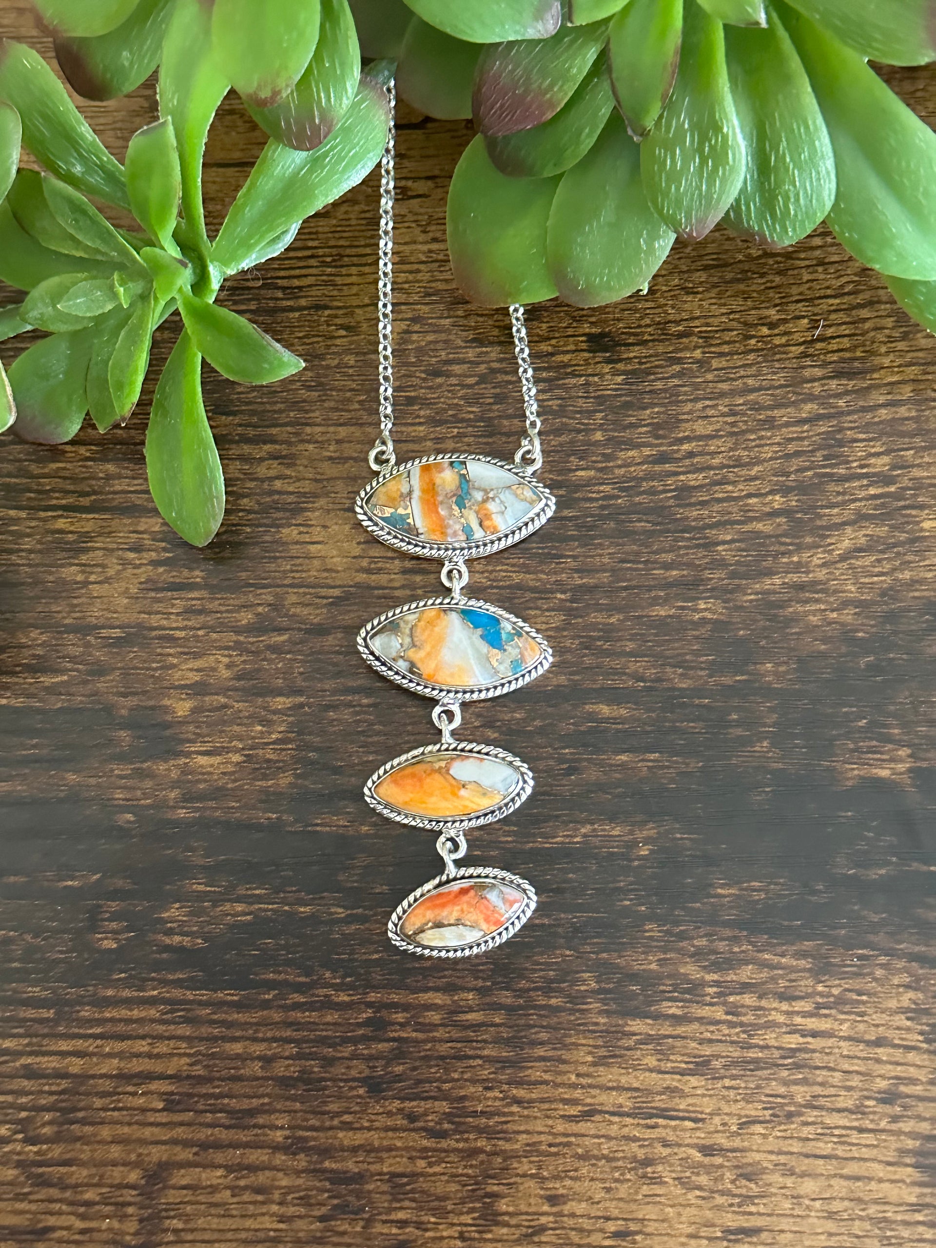 Southwest Made Mohave Turquoise & Sterling Silver Necklace