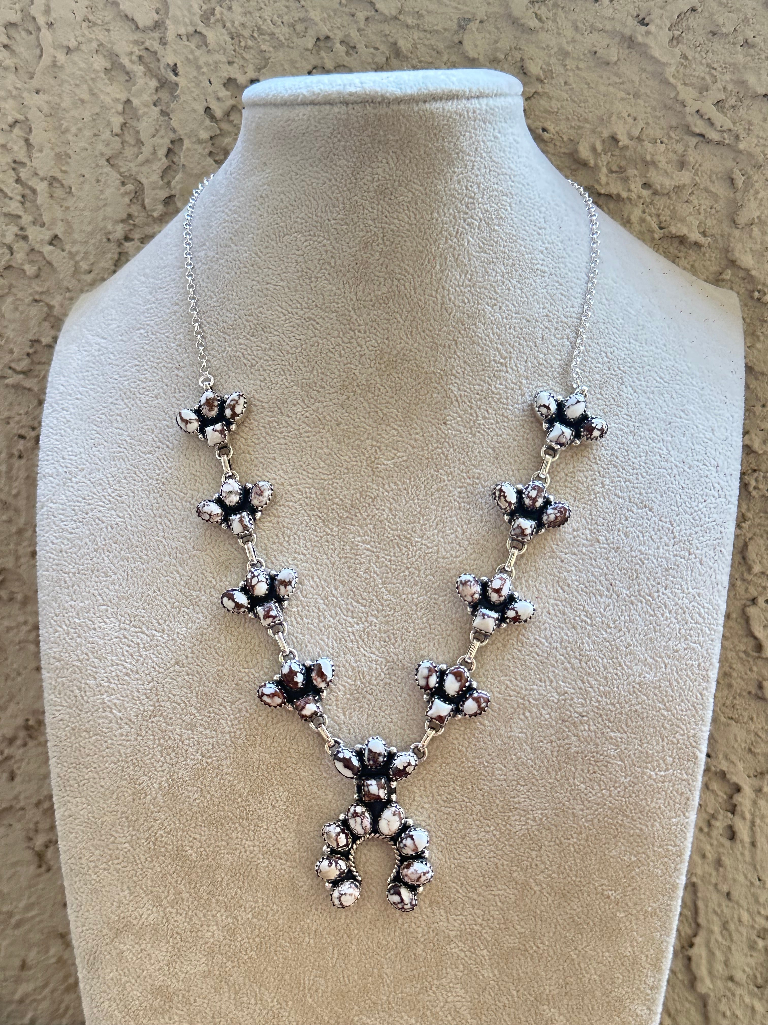 Southwest Handmade Wild Horse & Sterling Silver Cluster Necklace