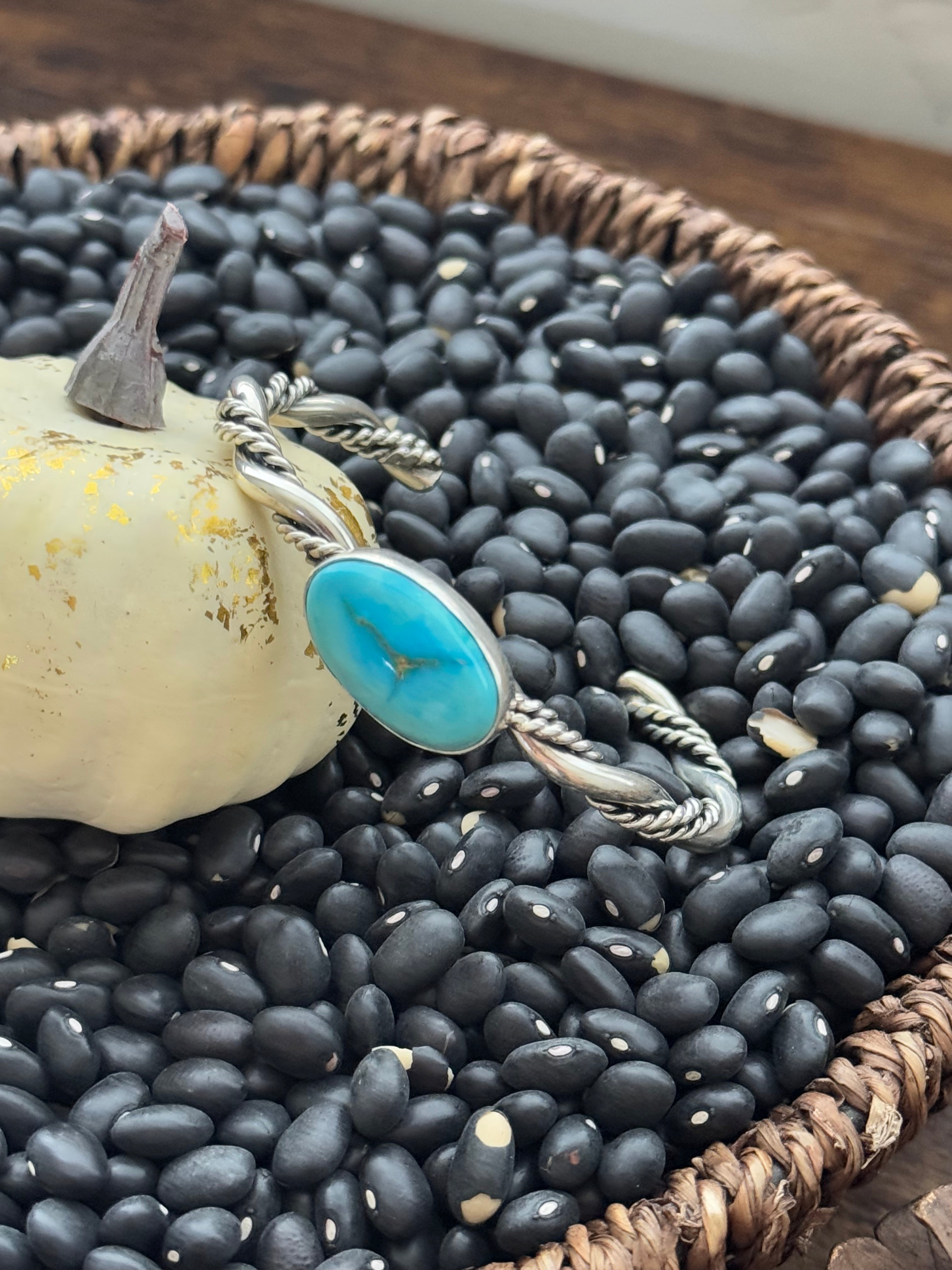 Navajo Made Sonoran Mountain Turquoise & Sterling Silver Cuff Bracelet