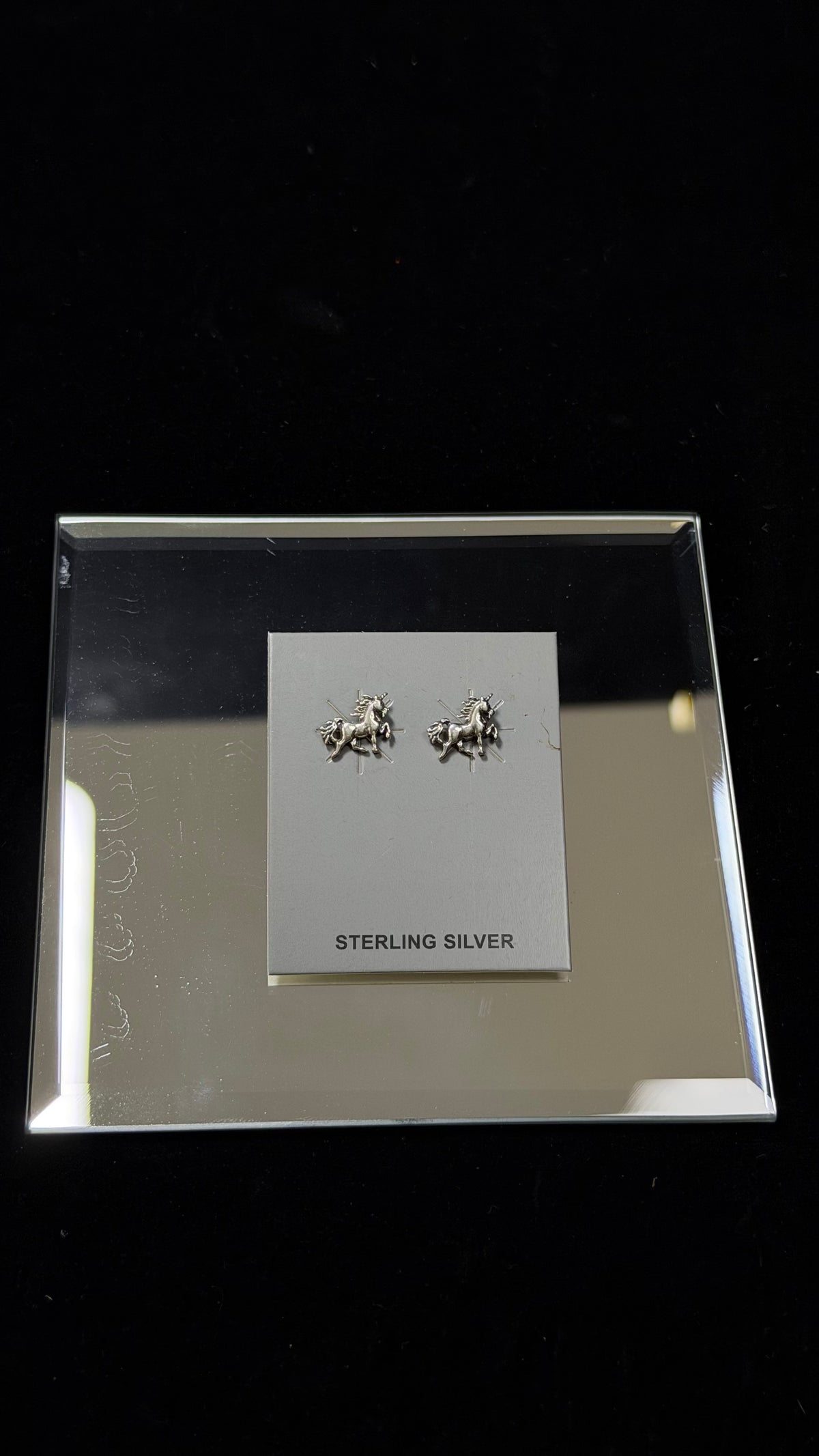 Navajo Made Sterling Silver Post Cast Horse Earrings