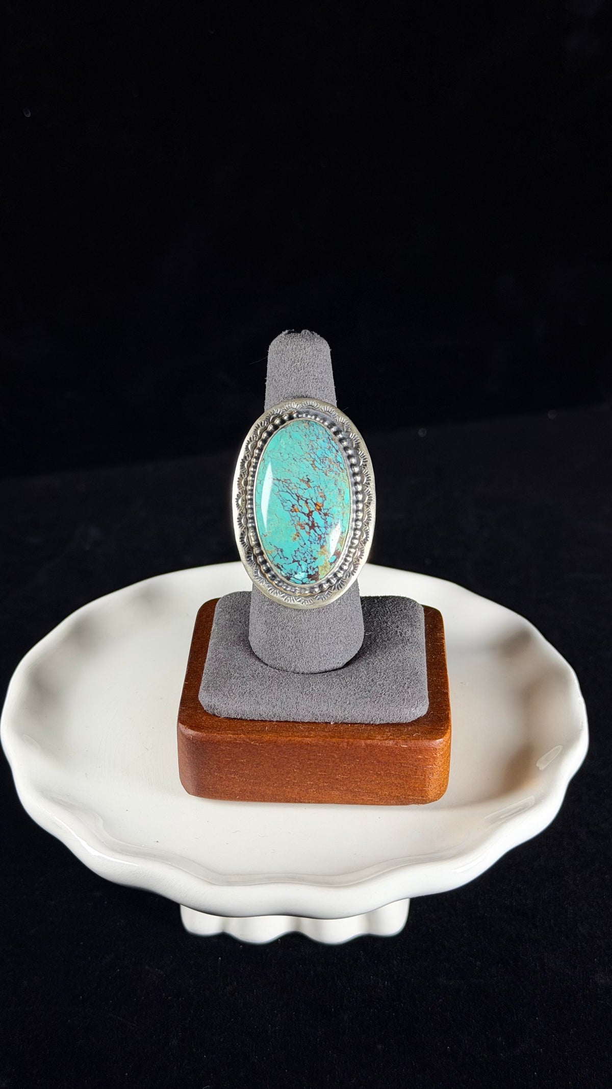 Navajo Made Red Skin Turquoise & Sterling Silver Ring Size 7.5