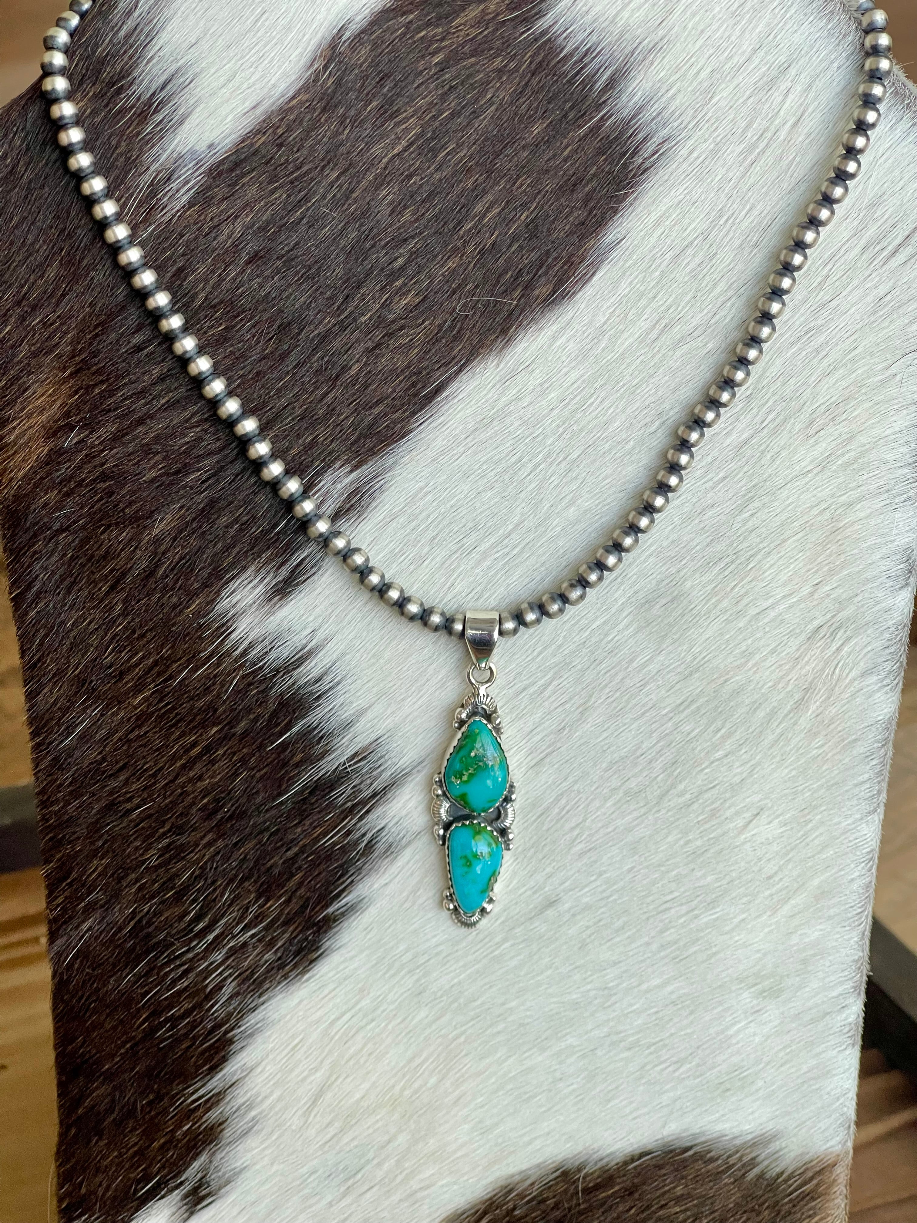 Southwest Handmade Sonoran Mountain Turquoise & Sterling Silver Pendant