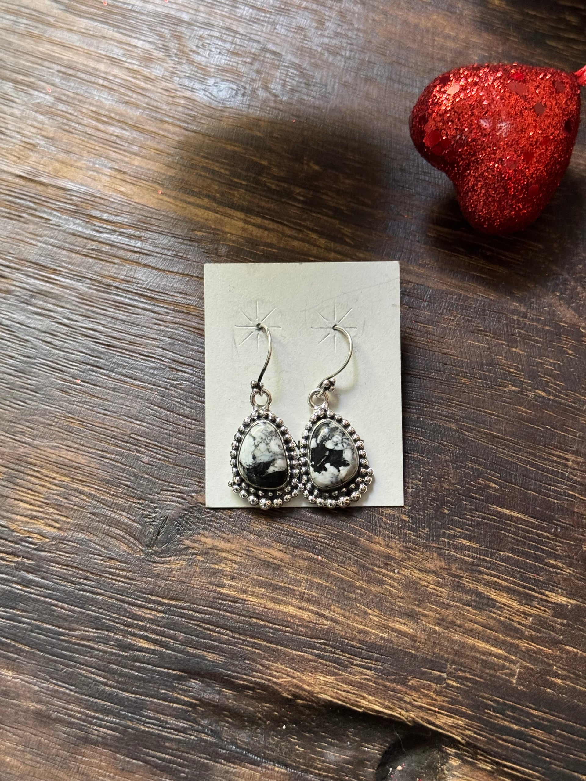 Southwest Handmade White Buffalo & Sterling Silver Dangle Earrings
