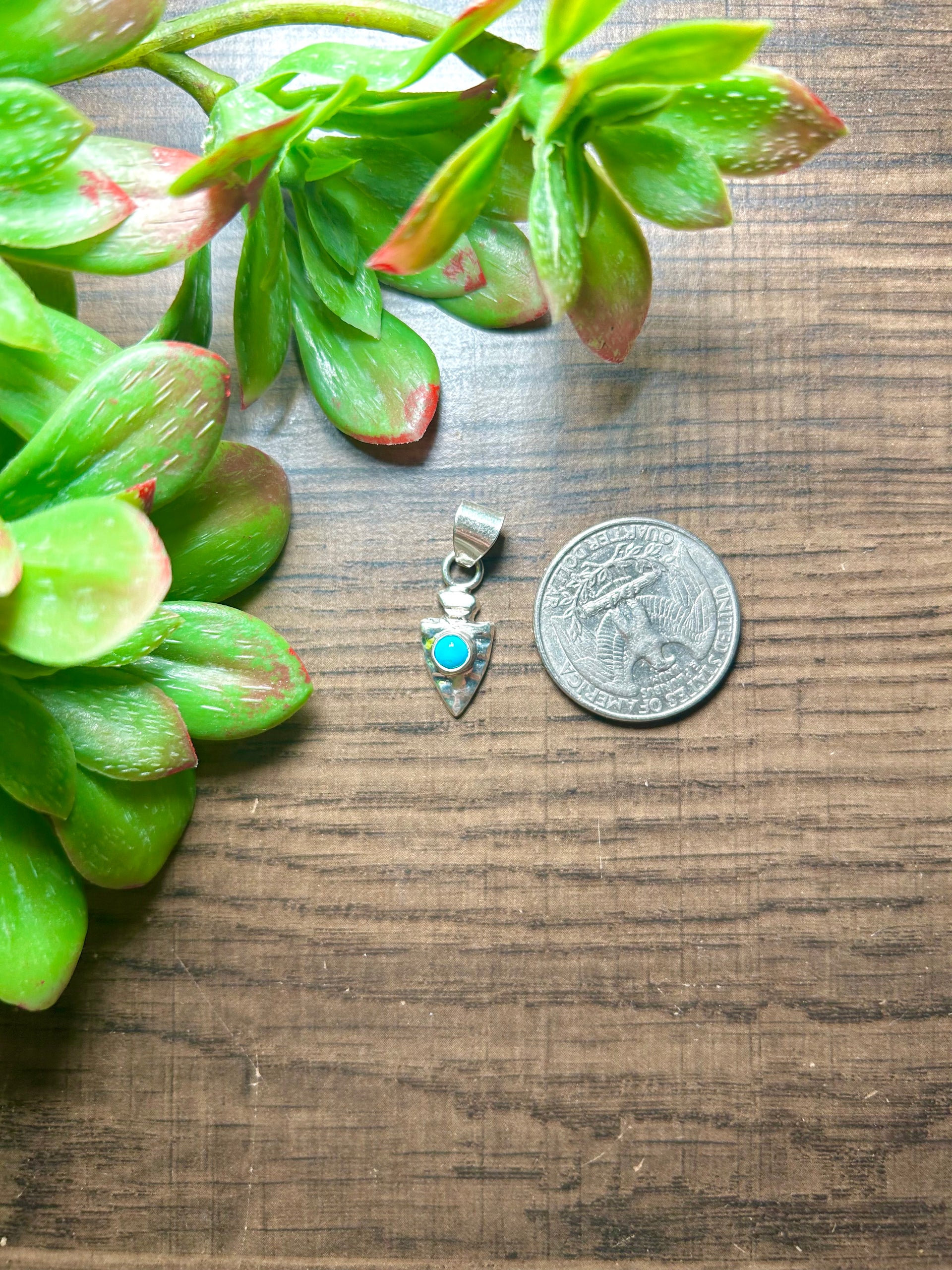 Navajo Made Kingman Turquoise & Sterling Silver Pendant