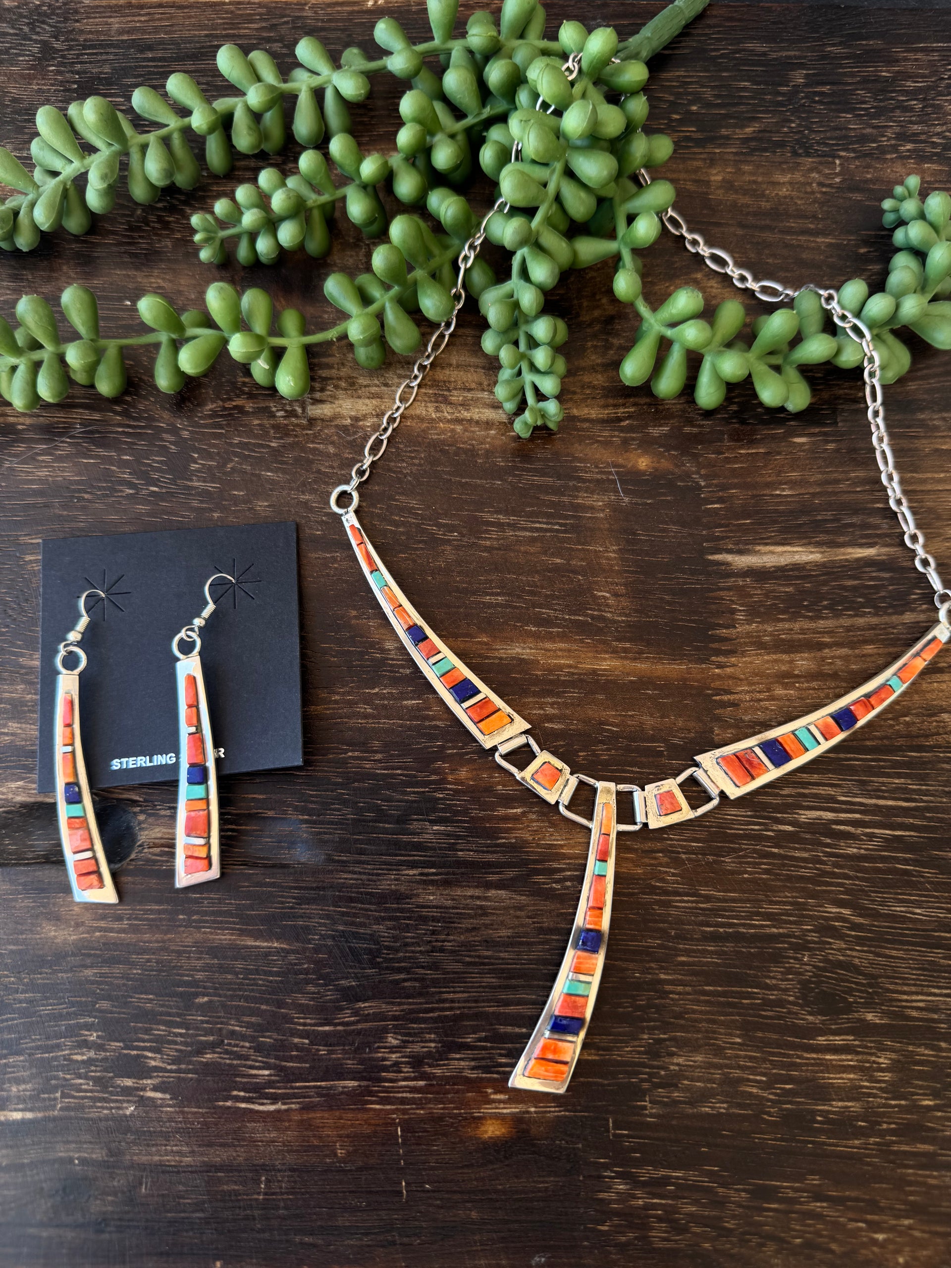 Patricia & Ed Becenti Multi Stone & Sterling Silver Cobblestone Necklace Set