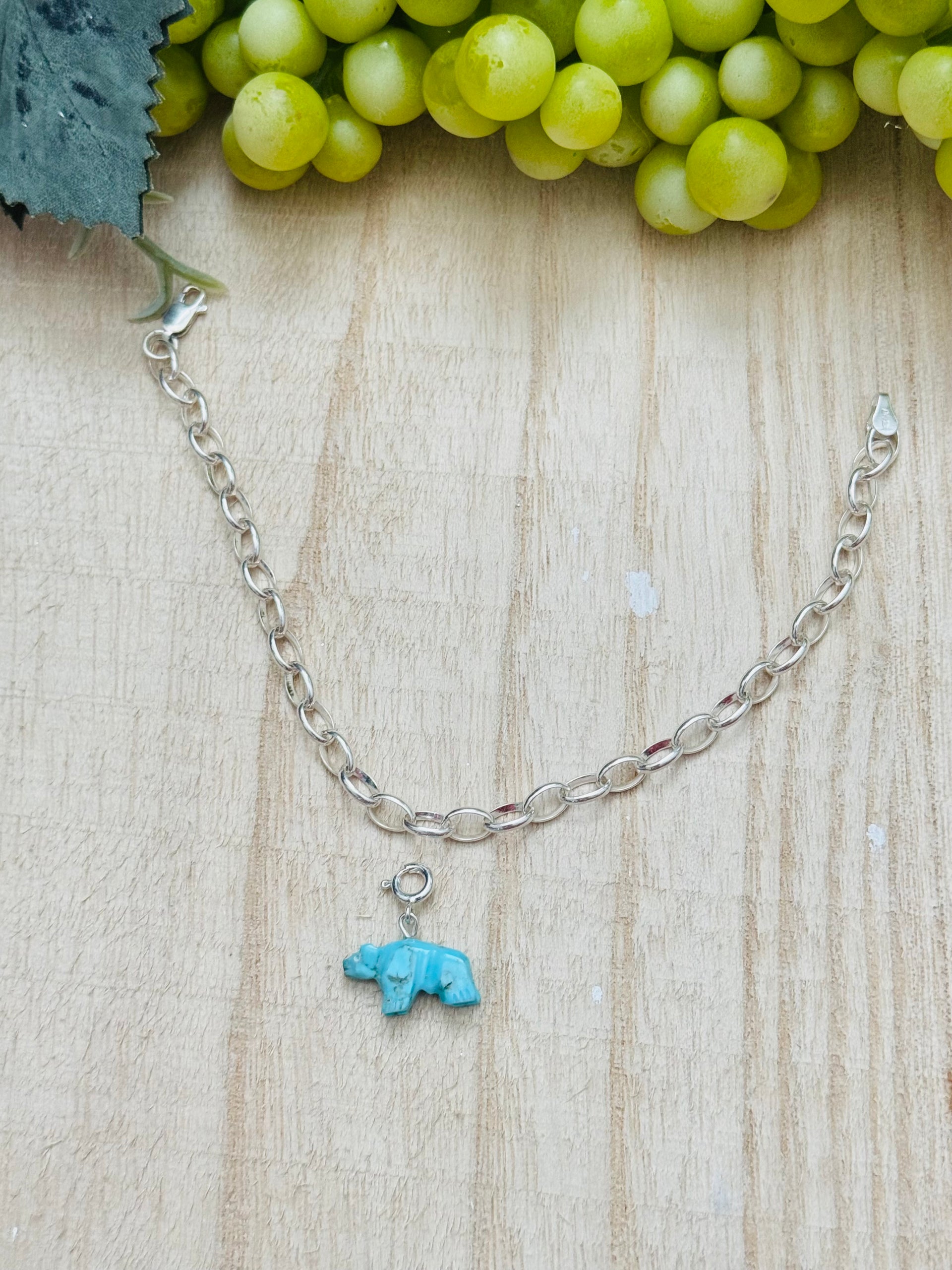 Navajo Made Turquoise & Sterling Silver Bear Charms
