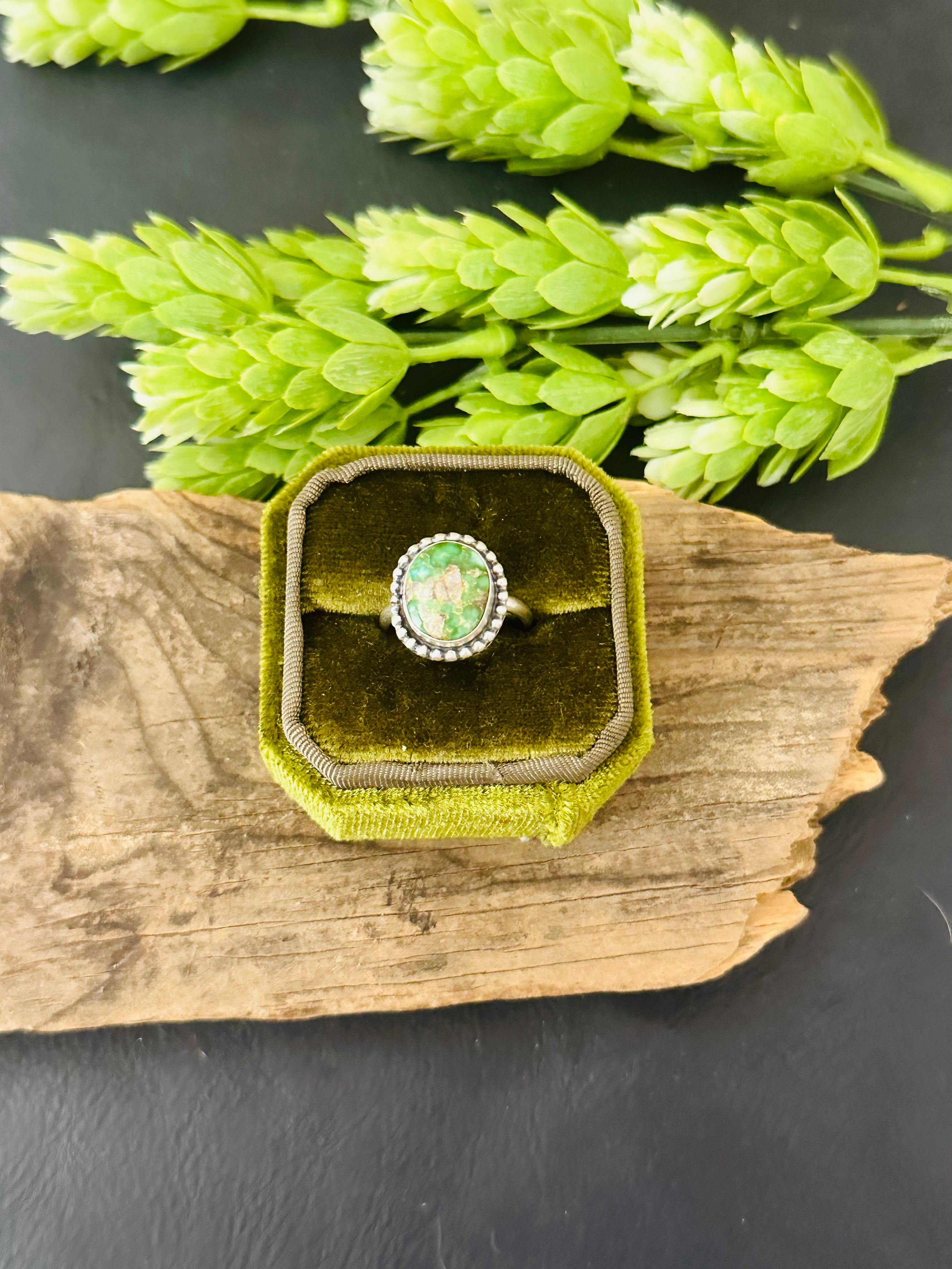 Navajo Made Sonoran Gold Turquoise & Sterling Silver Ring