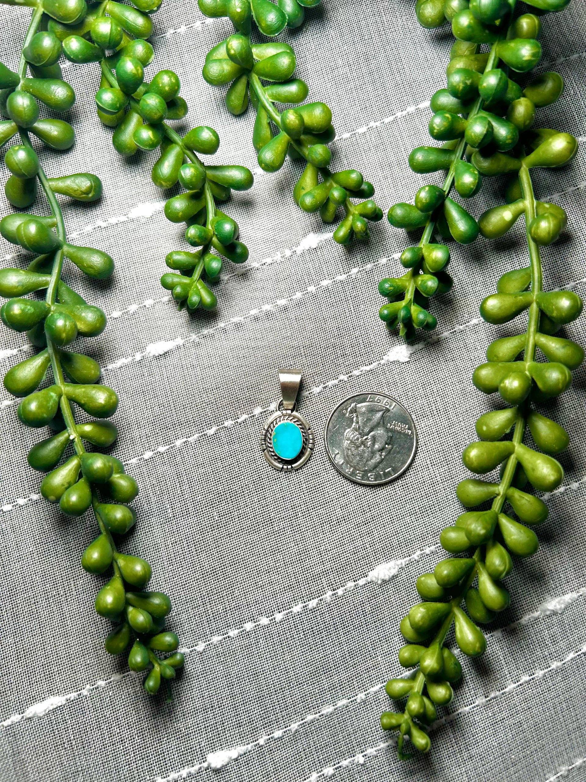 Navajo Made Kingman Turquoise & Sterling Silver Pendant