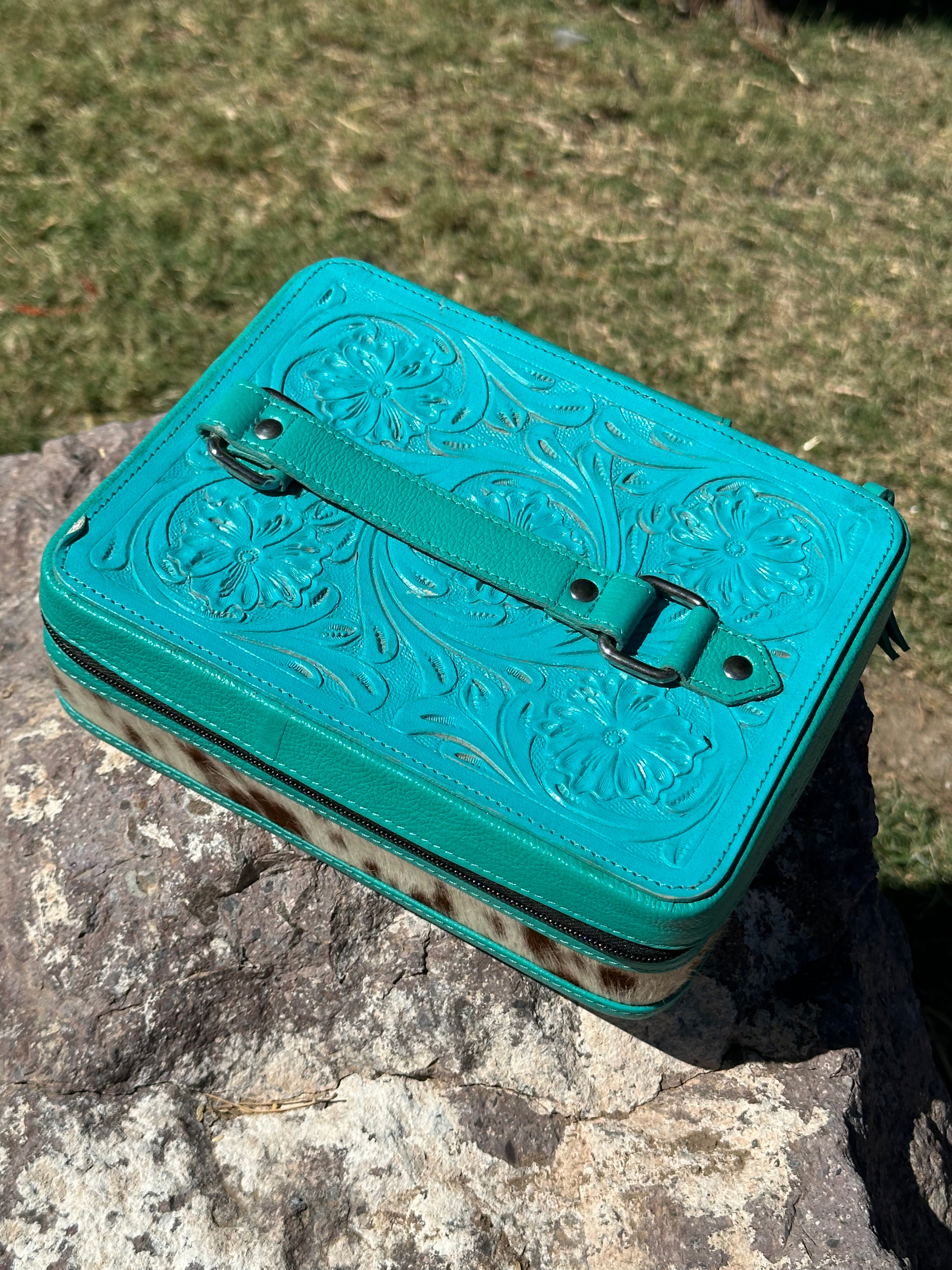 Genuine Tooled Leather & Cowhide Jewelry Box