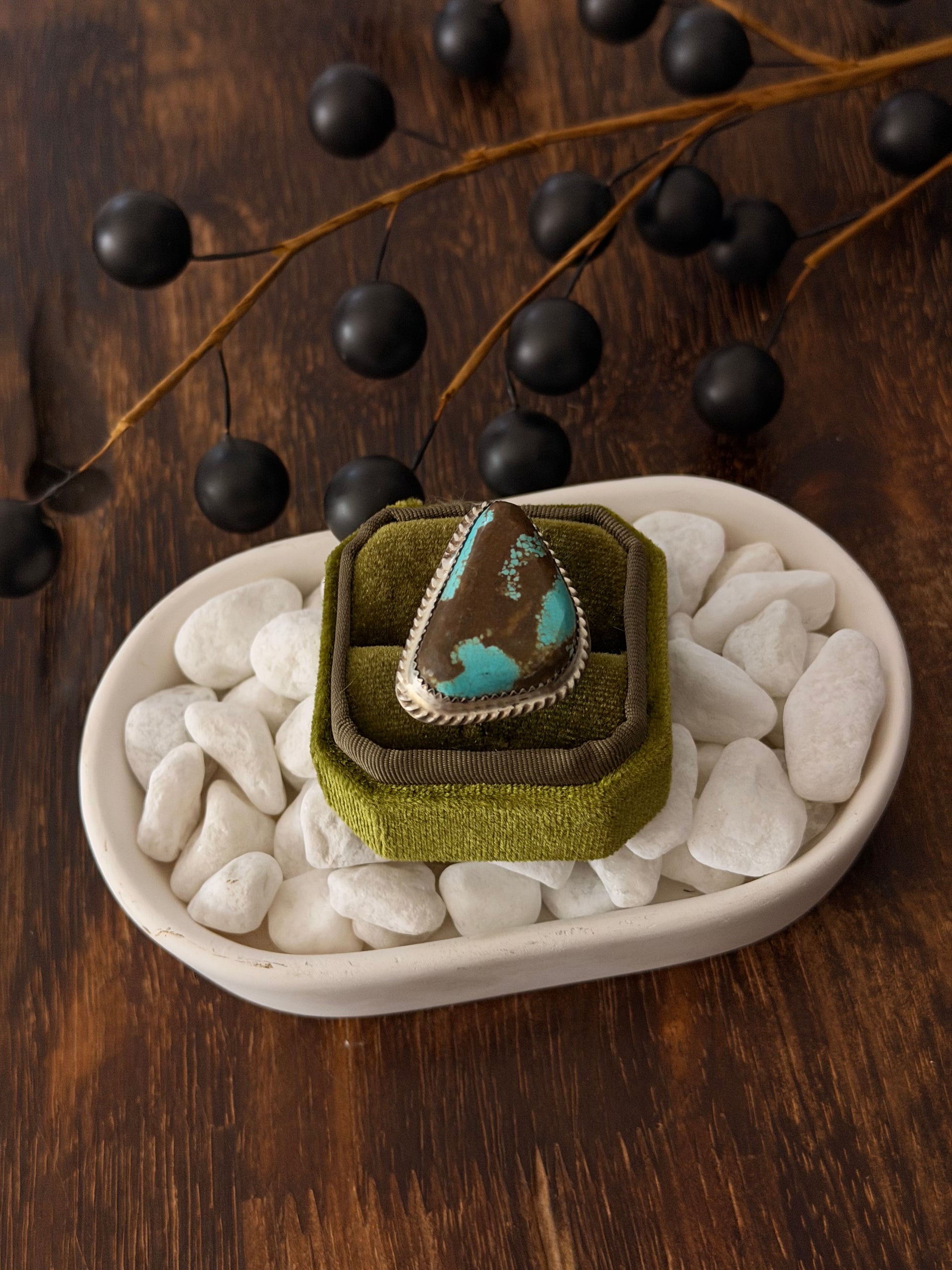 Leslie Nez Mine 8 Turquoise & Sterling Silver Adjustable Ring