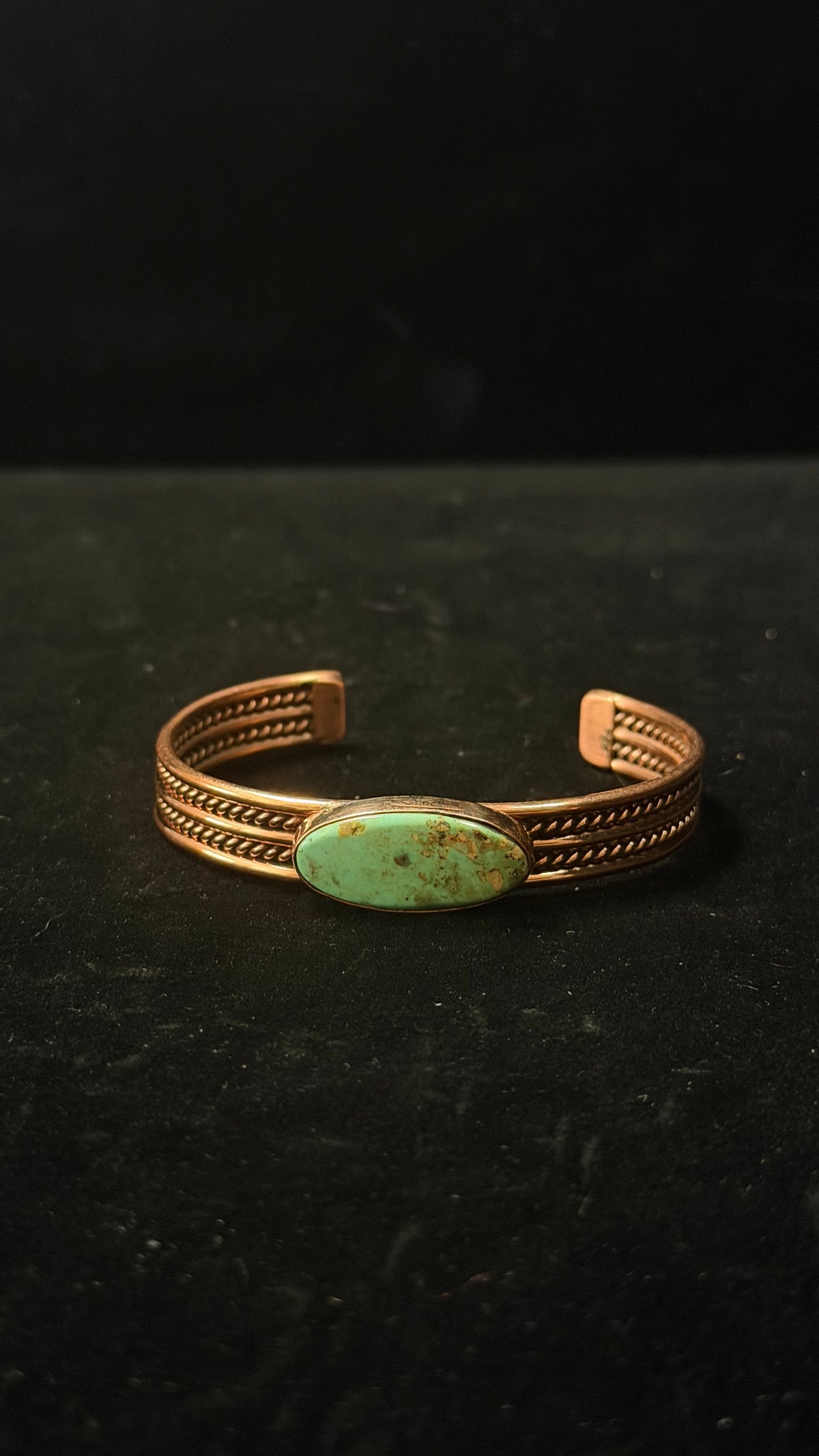 Navajo Made Kingman Turquoise & Copper Cuff Bracelet