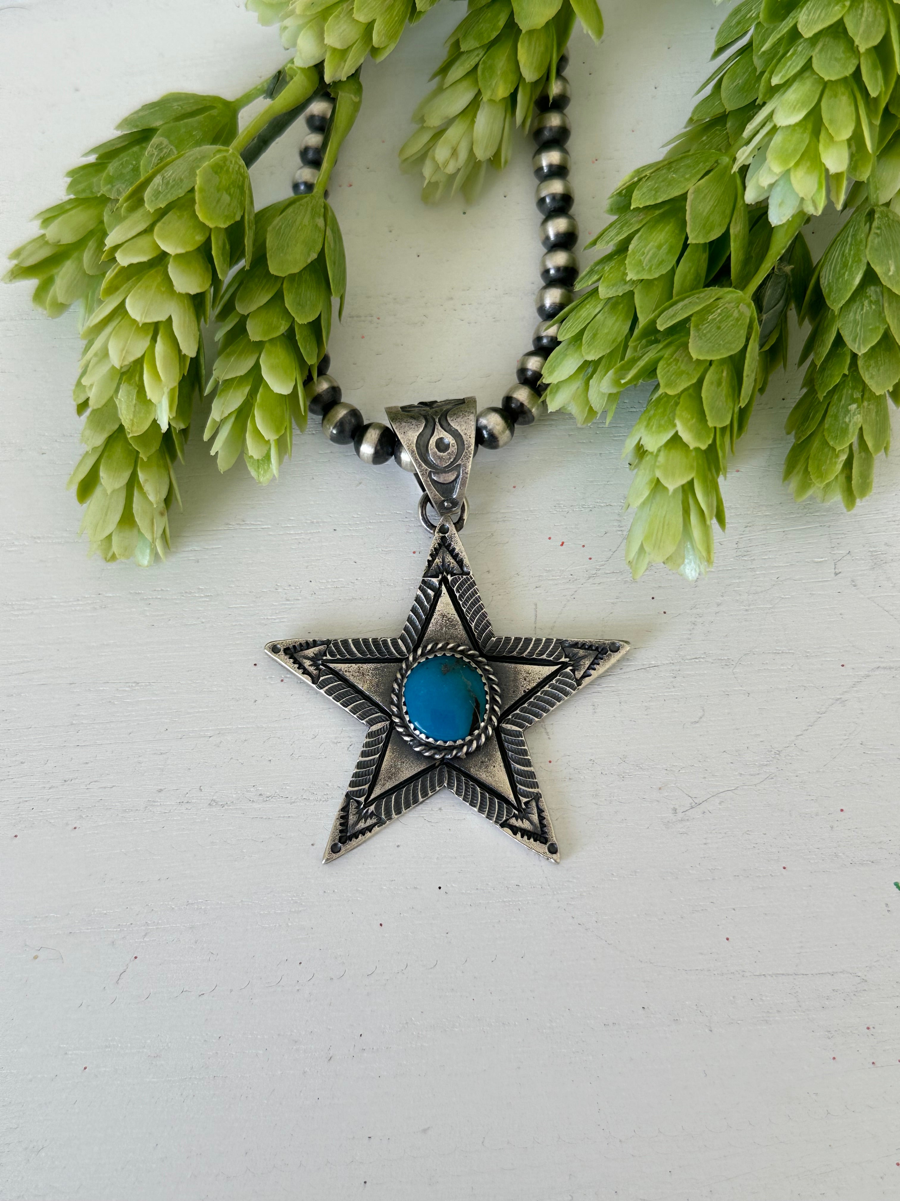 Kevin Billah Kingman Turquoise & Sterling Silver Star Pendant