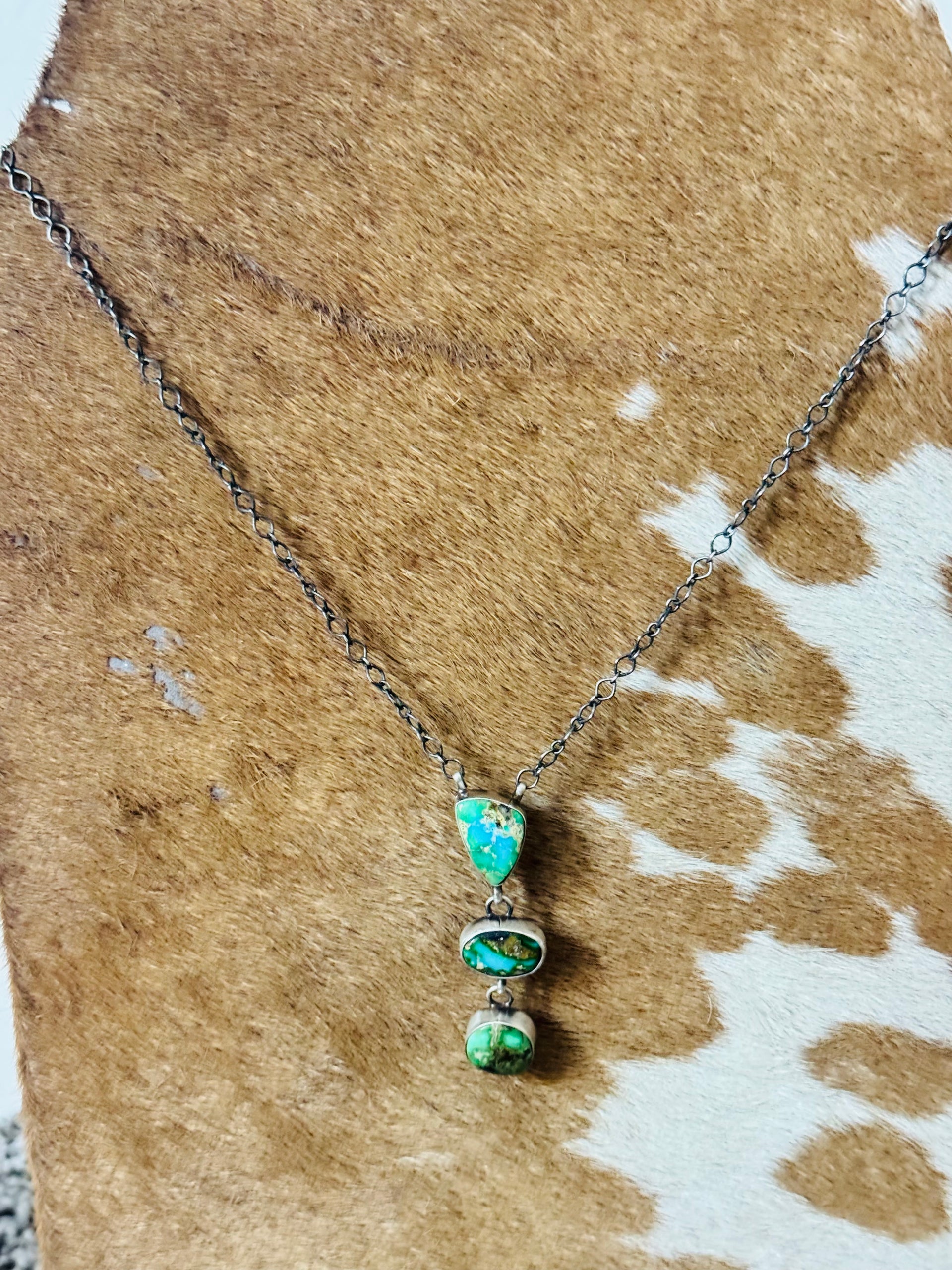 Antionette Martinez Sonoran Mountain Turquoise & Sterling Silver Lariat Necklace