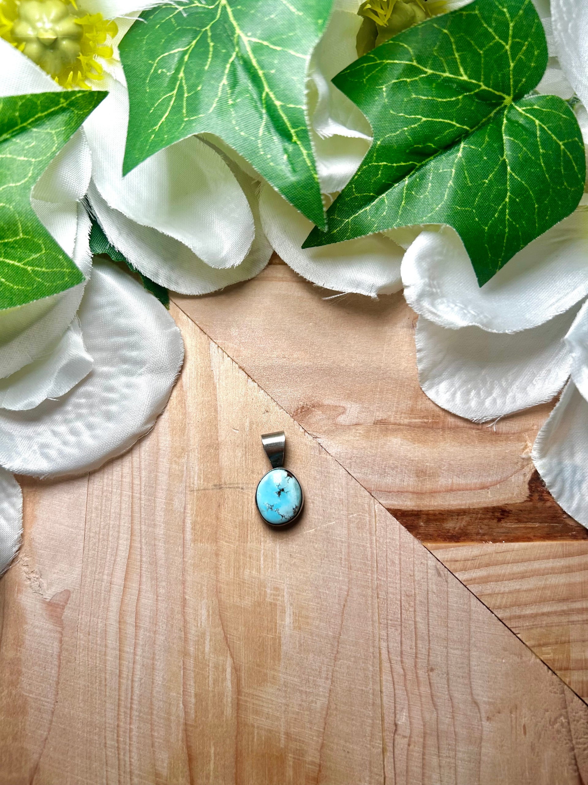 Navajo Made Golden Hill Turquoise & Sterling Silver Pendant