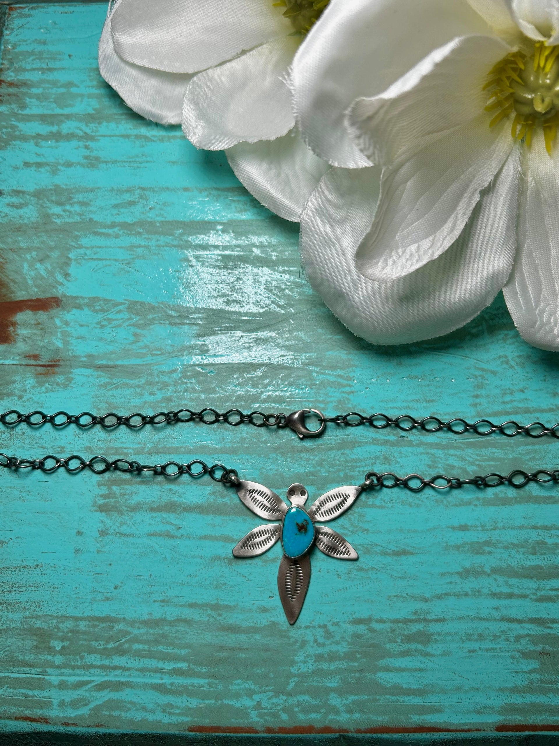 Navajo Made Egyptian Turquoise& Sterling Sliver Necklace