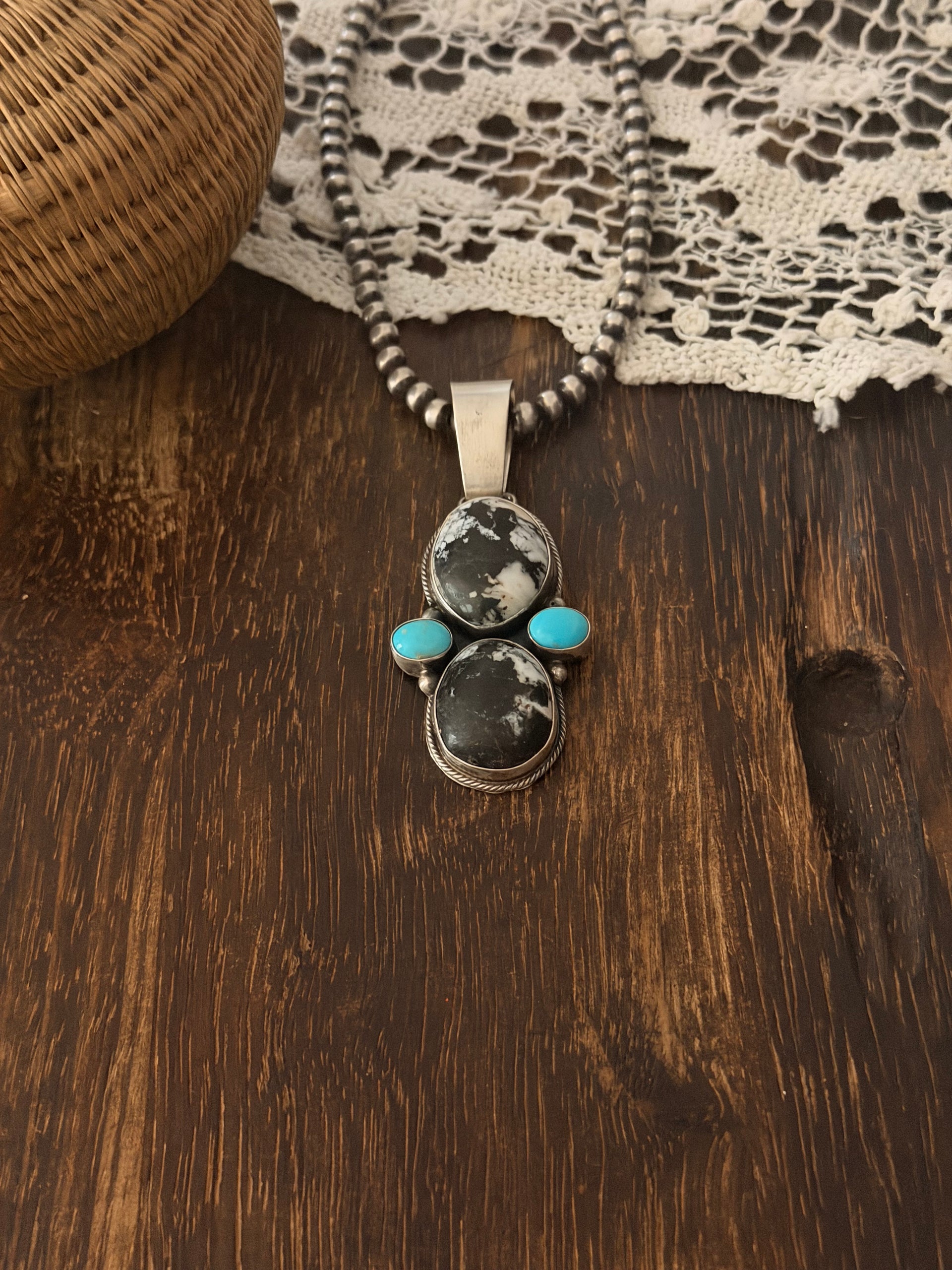 Paul Livingston Multi Stone & Sterling Silver Cluster Pendant