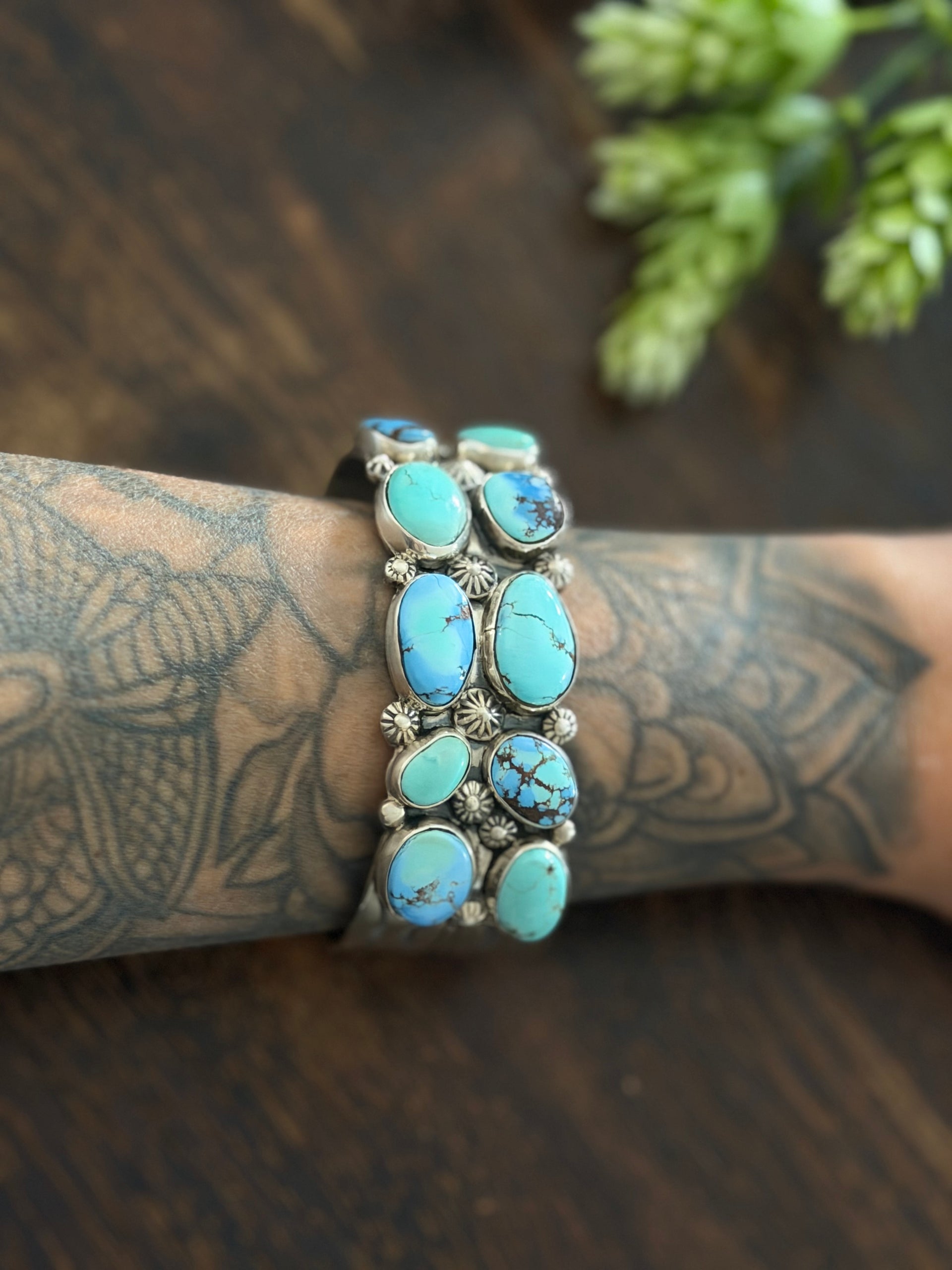 Fred Francis Golden Hills Turquoise & Sterling Silver Cuff Bracelet