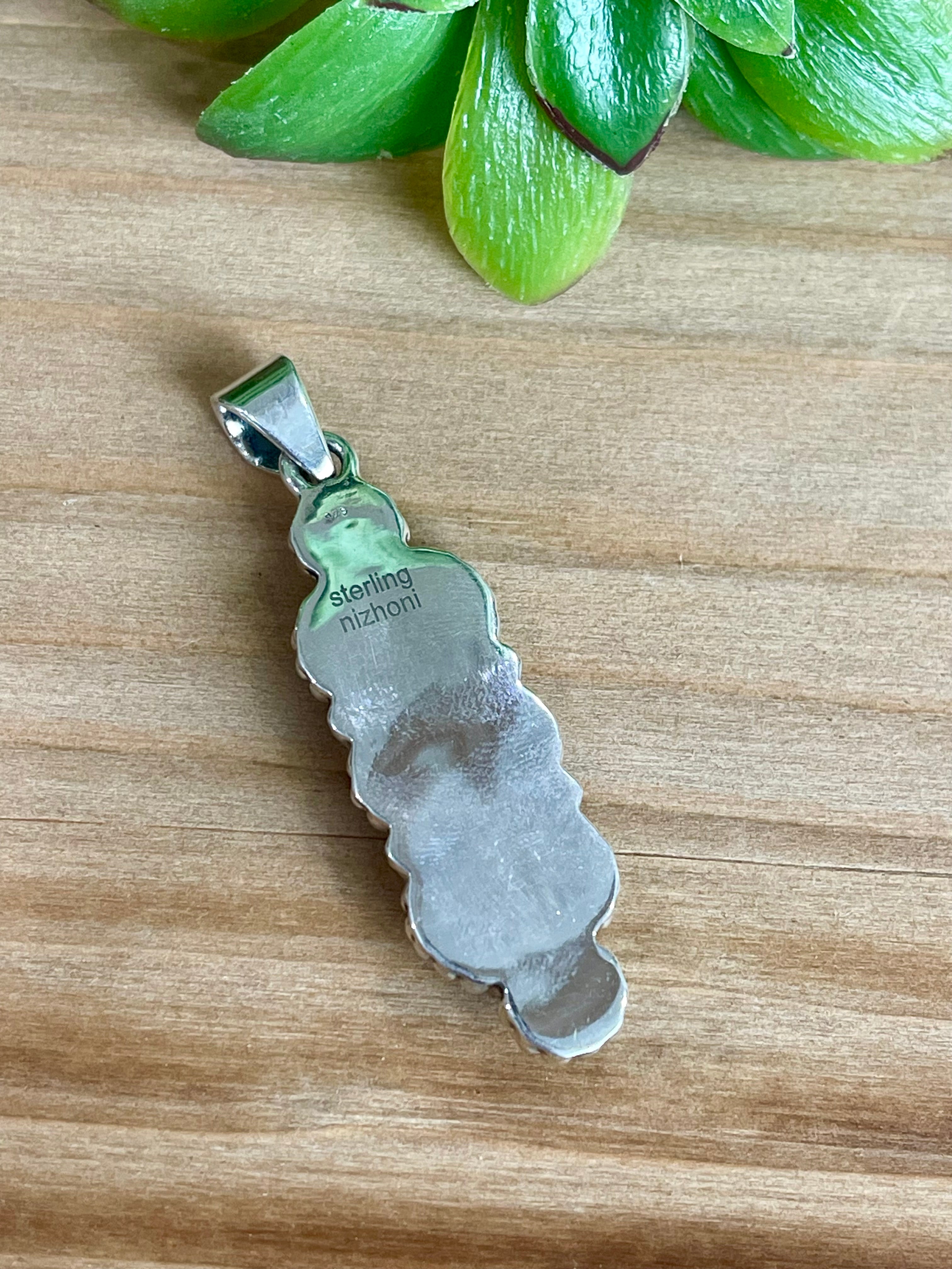 Southwest Handmade Multi Stone & Sterling Silver 5 Stone Pendant