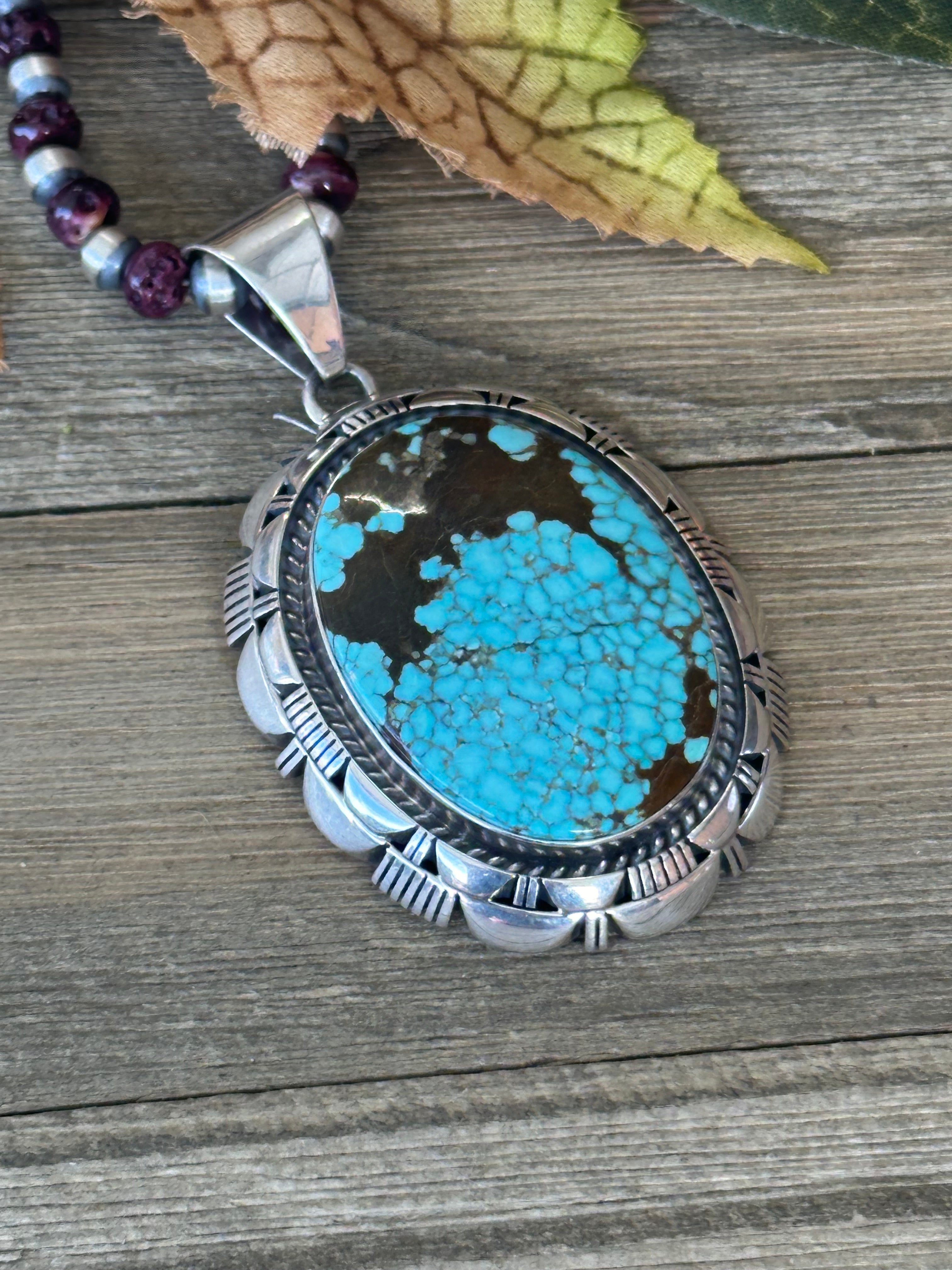 Larry Moses Yazzie #8 Turquoise & Sterling Silver Pendant